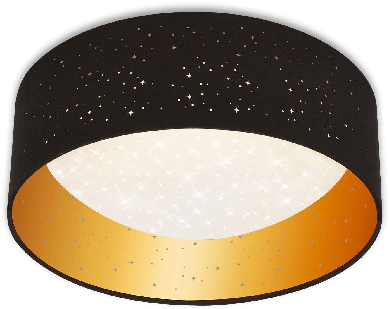 Briloner Leuchten LED Stoff-Deckenleuchte mit Sternendekor, schwarz-gold, 1 x LED fest integriert,  12W