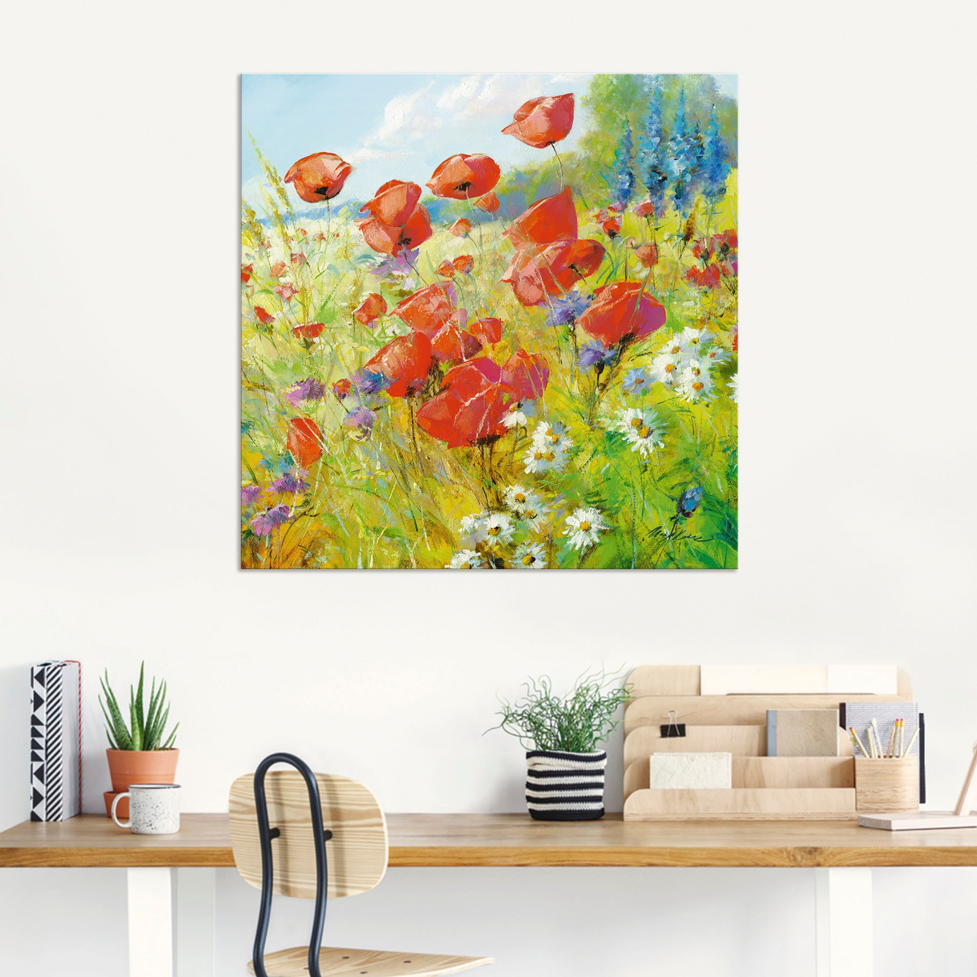 Artland Wandbild »Sommerwiese mit Mohnblumen«, Blumenwiese, (1 St.), als Alubild, Outdoorbild, Leinwandbild, Poster in verschied. Größen