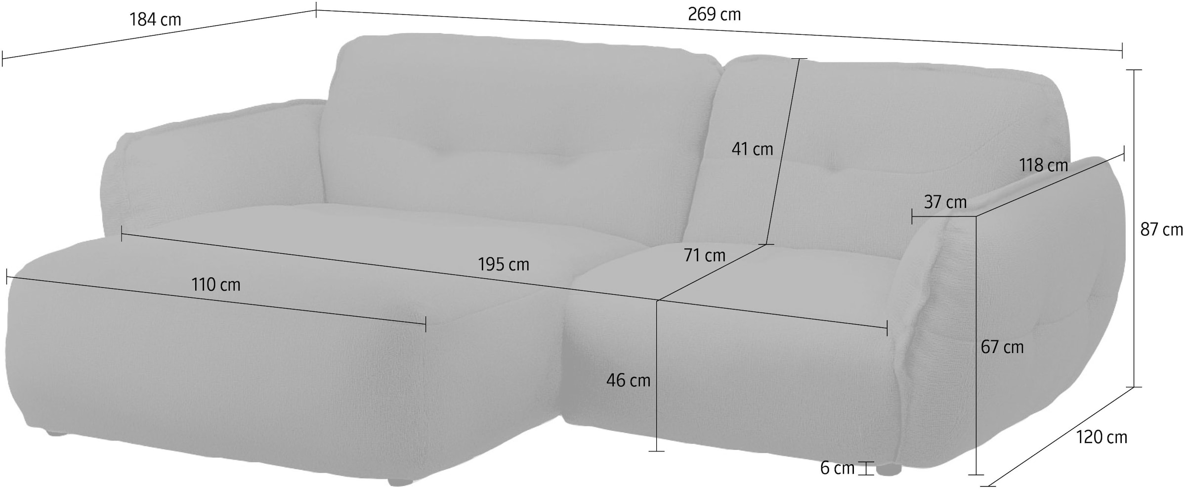 BETYPE Ecksofa »Be Fluffy«, Softes Sitzgefühl, moderne Kedernaht, hochwertiger Bezug