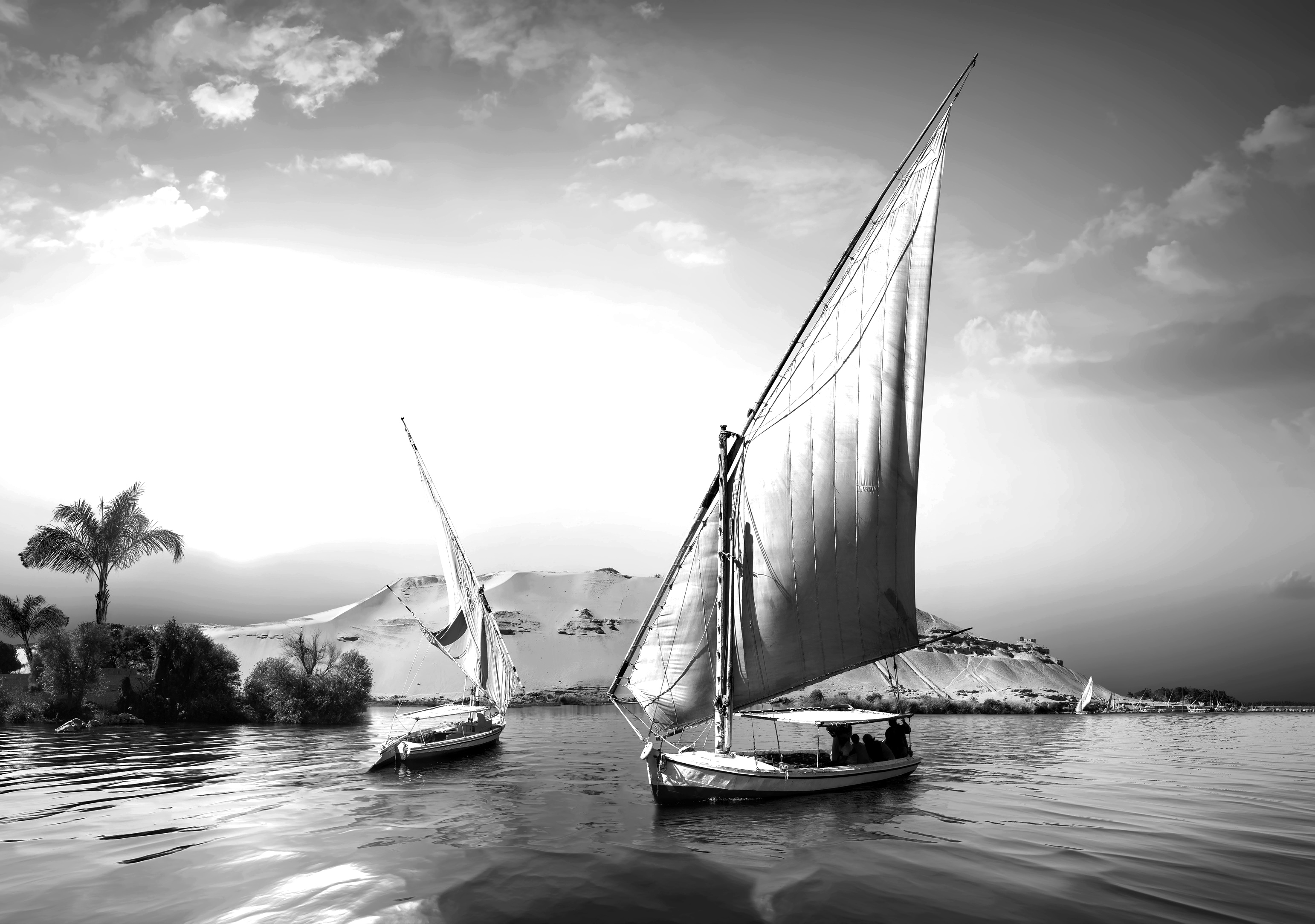 Papermoon Fototapete "Boote Schwarz & Weiß"