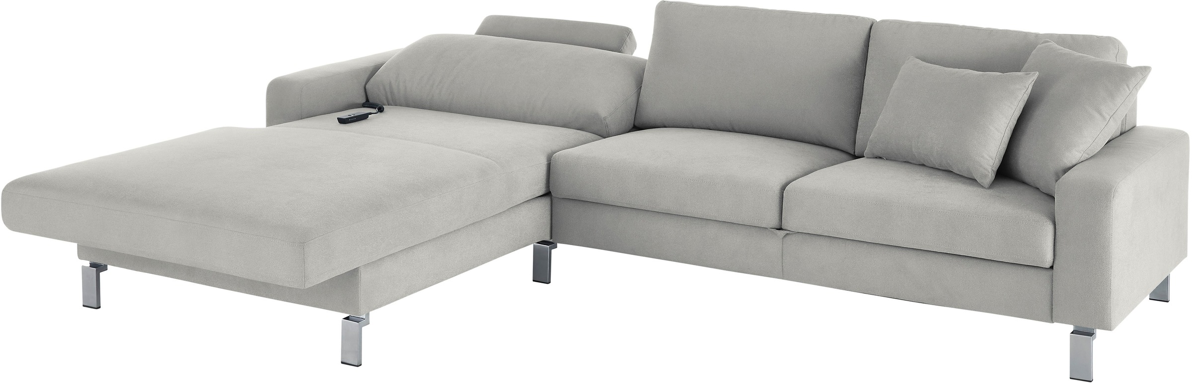 3C Candy Ecksofa »Lecce, wahlweise PUR-Schaumstoff oder Tonnentaschenfederkern«, Bett im 2,5-Sitzer, teilmotorische Schlaffunktion im Longchair, L-Form