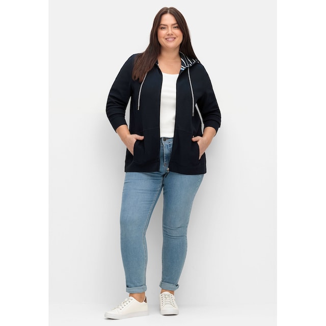 Sheego Sweatjacke »Große Größen«, mit Kapuze, aus Waffelpiqué online  bestellen | BAUR