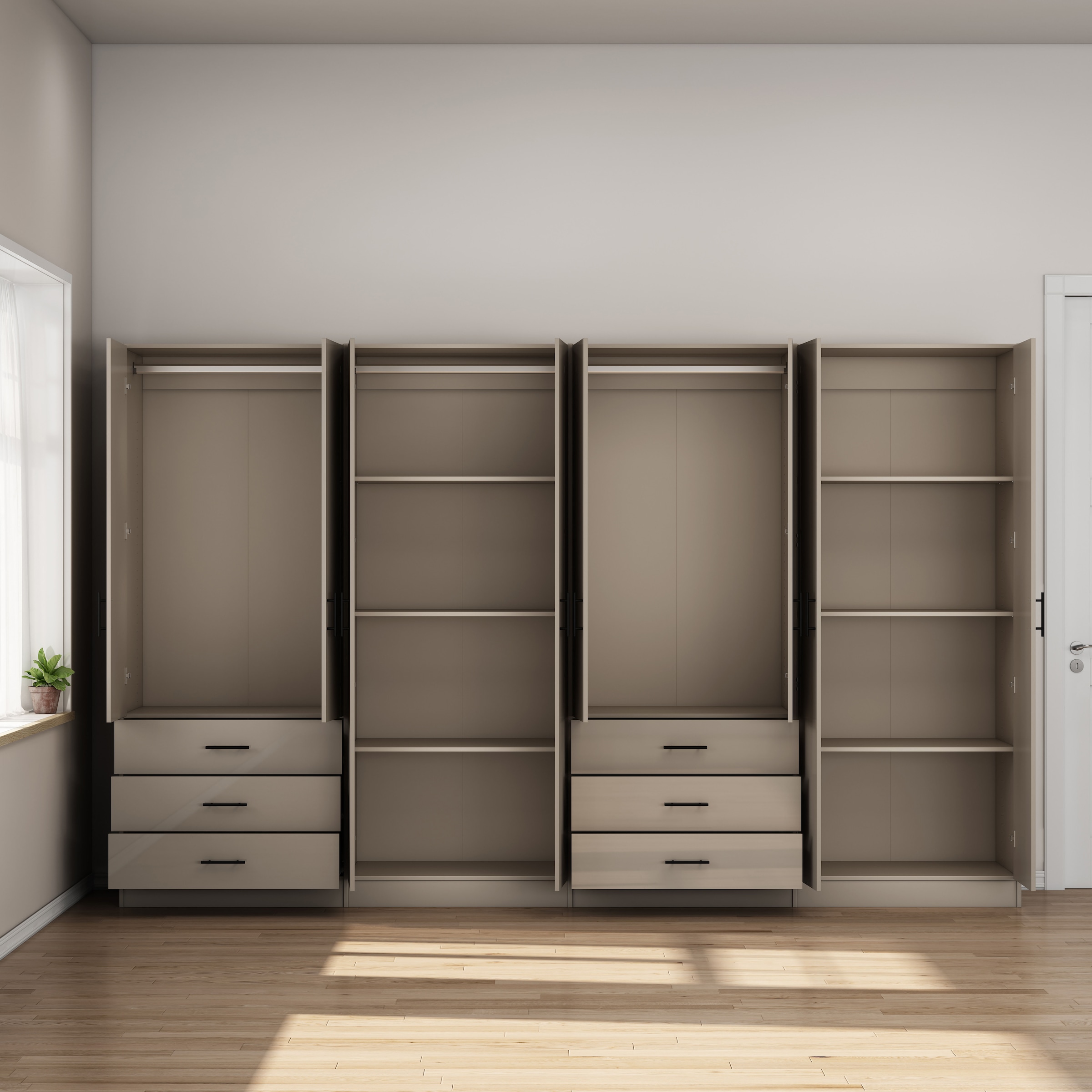 OTTO home Kleiderschrank »Trento Schlafzimmerschrank Garderobe hochglanz« Schrank mit 8 Türen und 6 Schubladen, hochglänzende Fronten