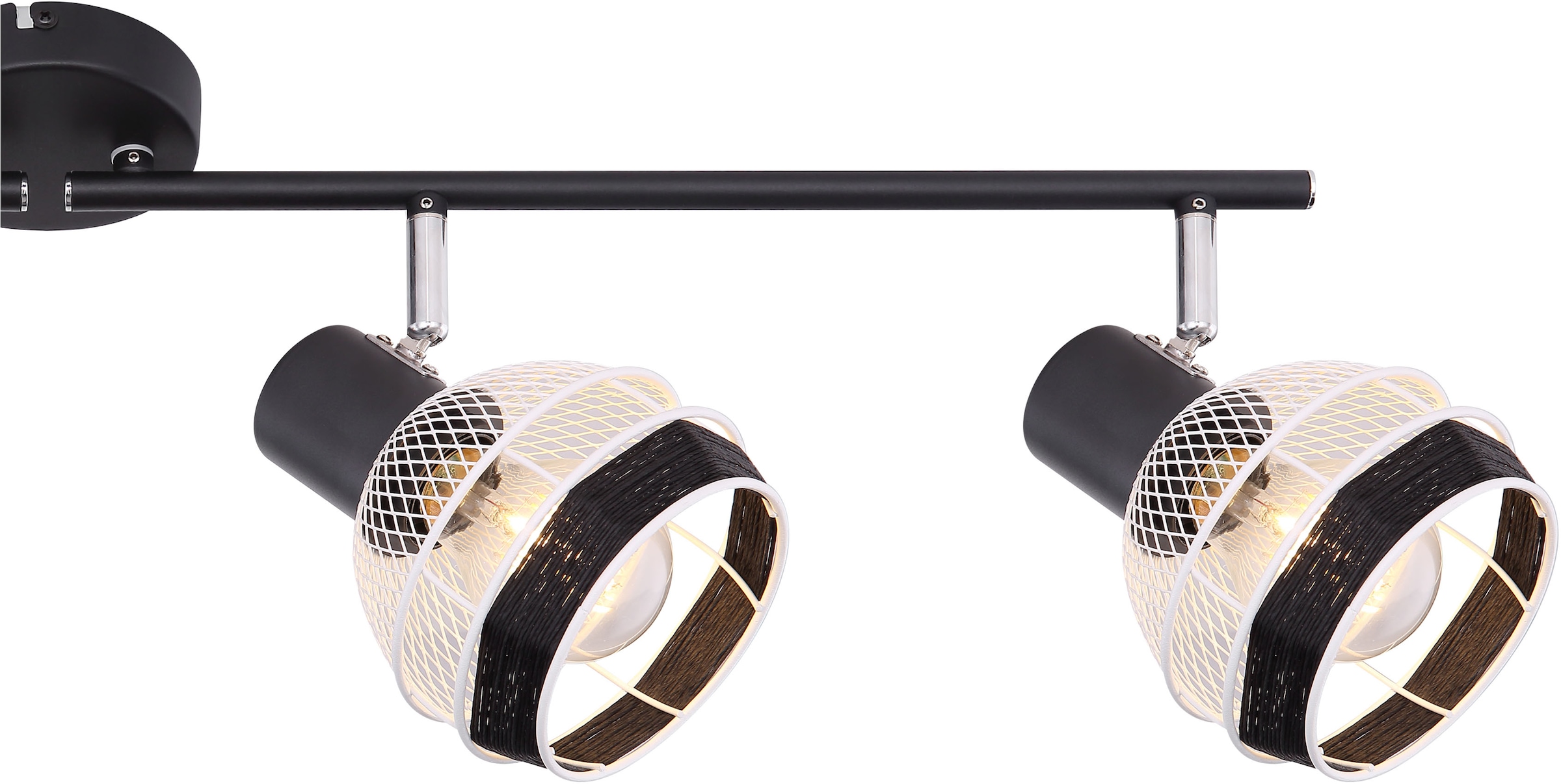 GLOBO LIGHTING Deckenstrahler »GRIDDY«, Leuchtmittel E27 | ohne Leuchtmittel, Deckenstrahler/schwarz-weiß/Hanf schwarz/Flur/Wohnzimmer