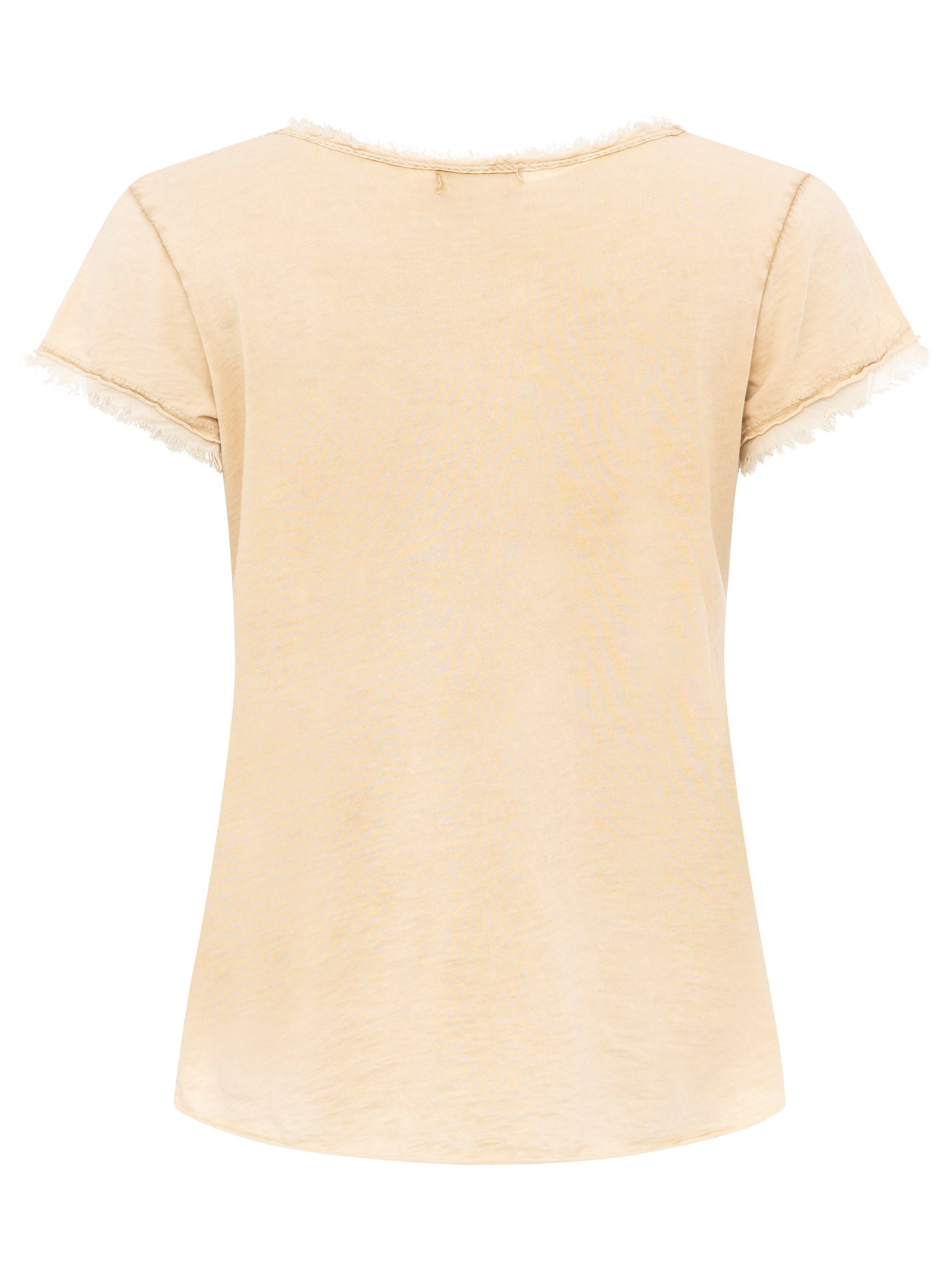 Zwillingsherz T-Shirt »"Positive Mind"«, mit V-Neck, Stempeldruck und Saum im Used-Look