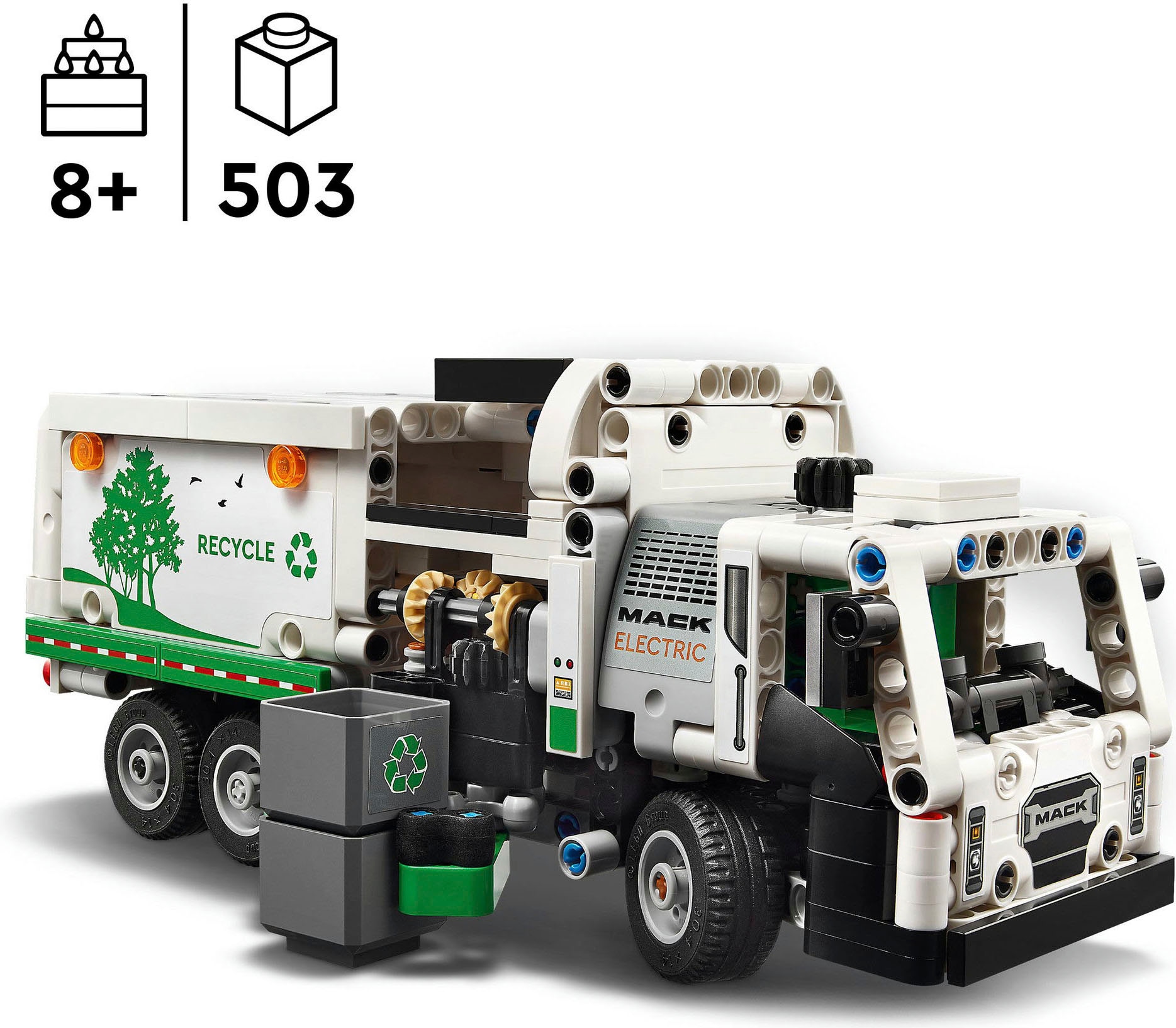 LEGO® Konstruktionsspielsteine »Mack® LR Electric Müllwagen (42167), LEGO Technic«, (503 St.), Made in Europe