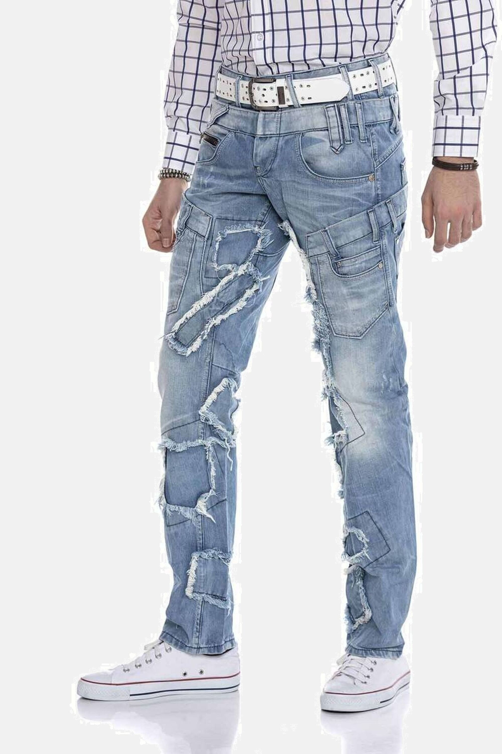 Cipo & Baxx Straight-Jeans »DENIM«, bequeme Jeans im trendigen Patchwork-Design, CD617