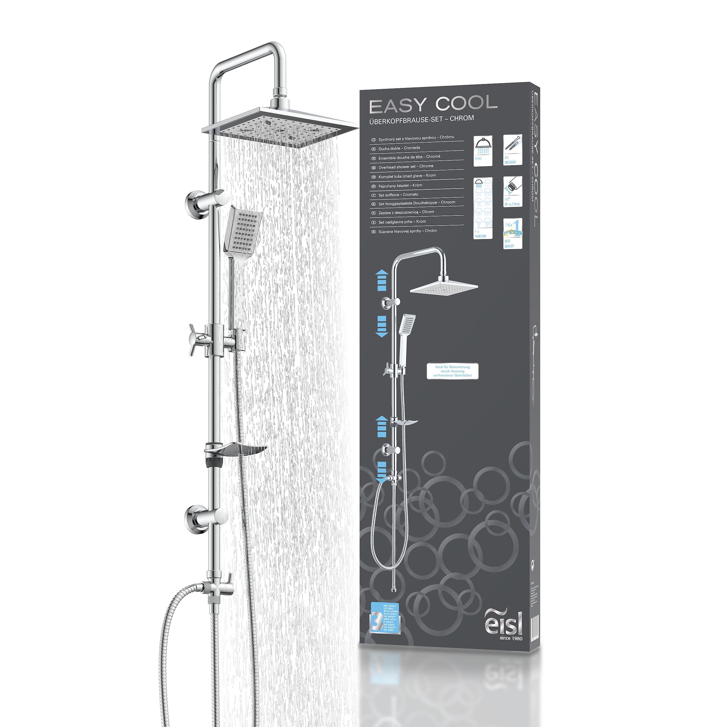 Duschsystem »EASY COOL«, Regendusche ohne Armatur, Duschsystem mit Seifenschale,...