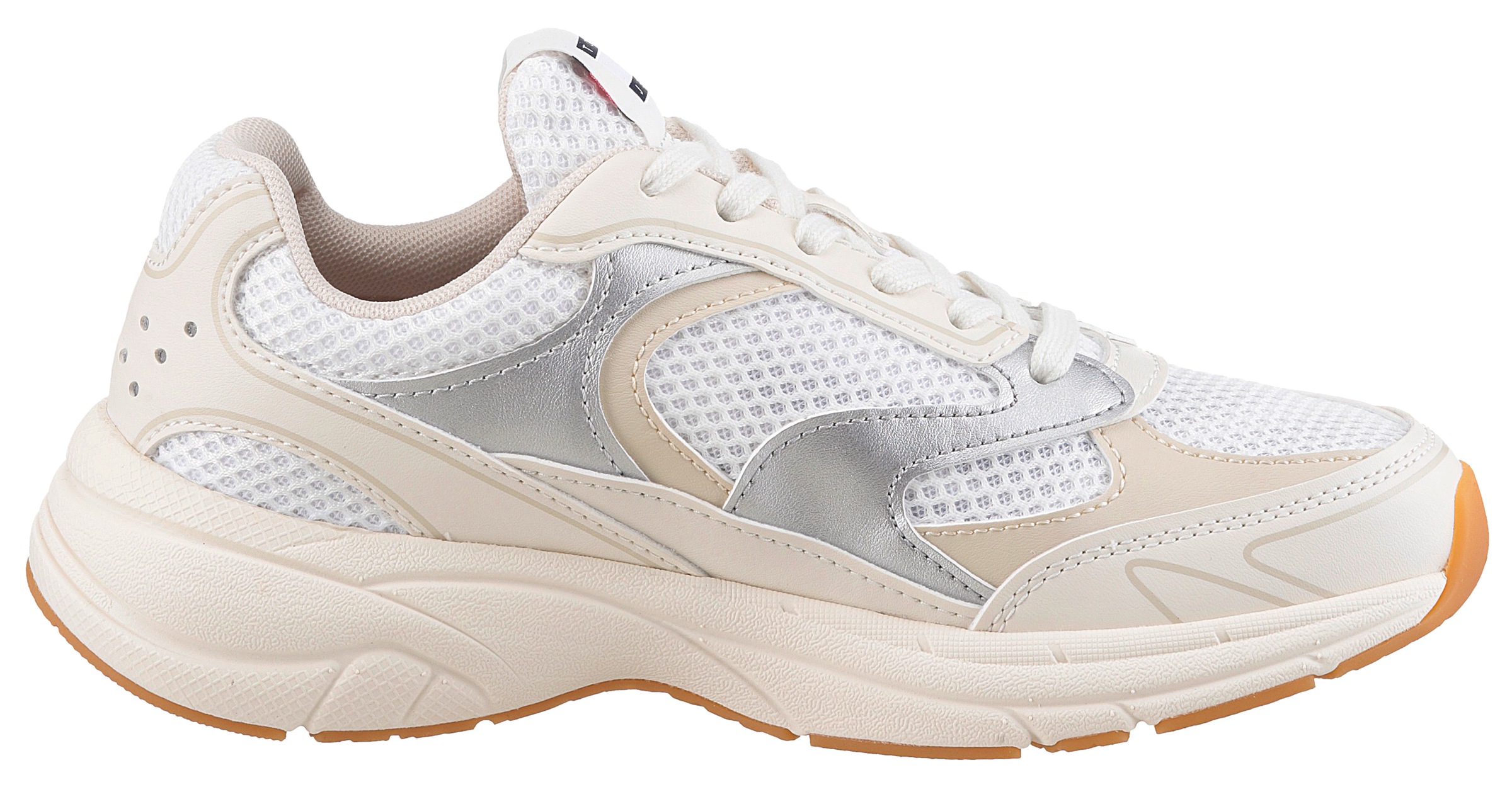 Tommy Jeans Keilsneaker »THE CONEY METALLIC«, Freizeitschuh, Schnürschuh, Halbschuh, Ugly-Sneaker, Logo-Aufnäher