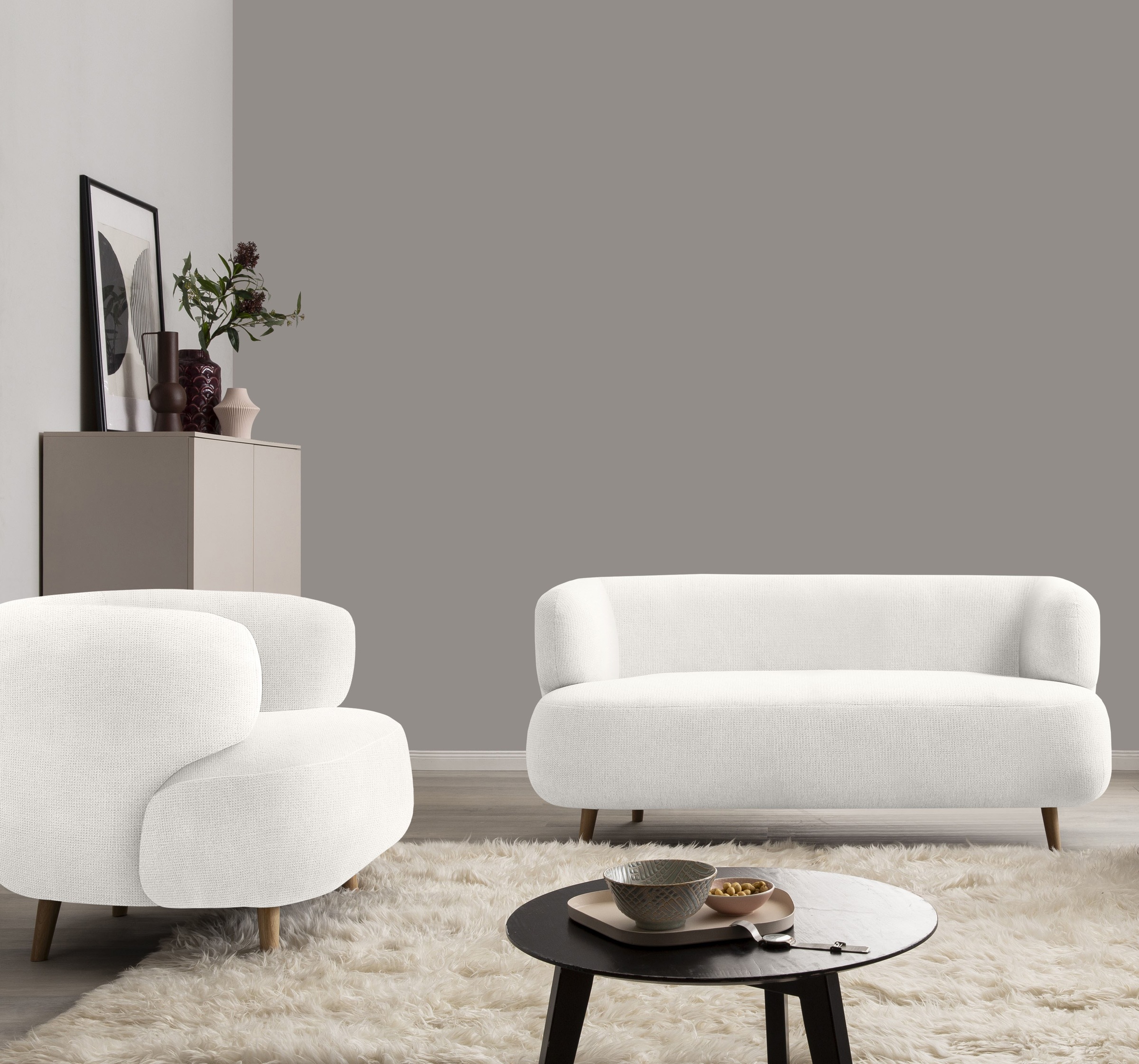 Home affaire Polstergarnitur "Tistam" 2-teilig, 2-Sitzer und Sessel, runde, günstig online kaufen