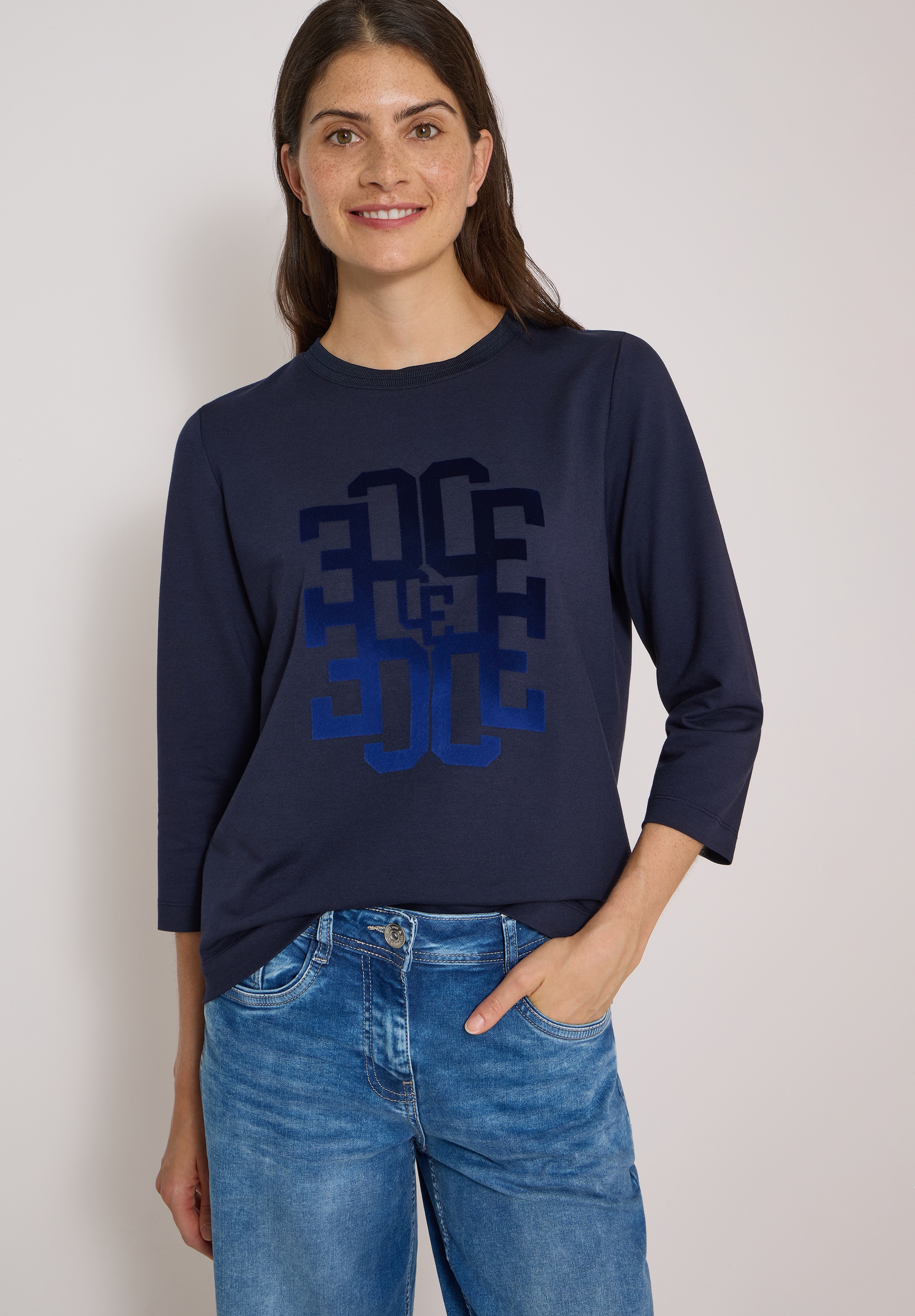 Cecil 3/4-Arm-Shirt mit Rundhals und Wording