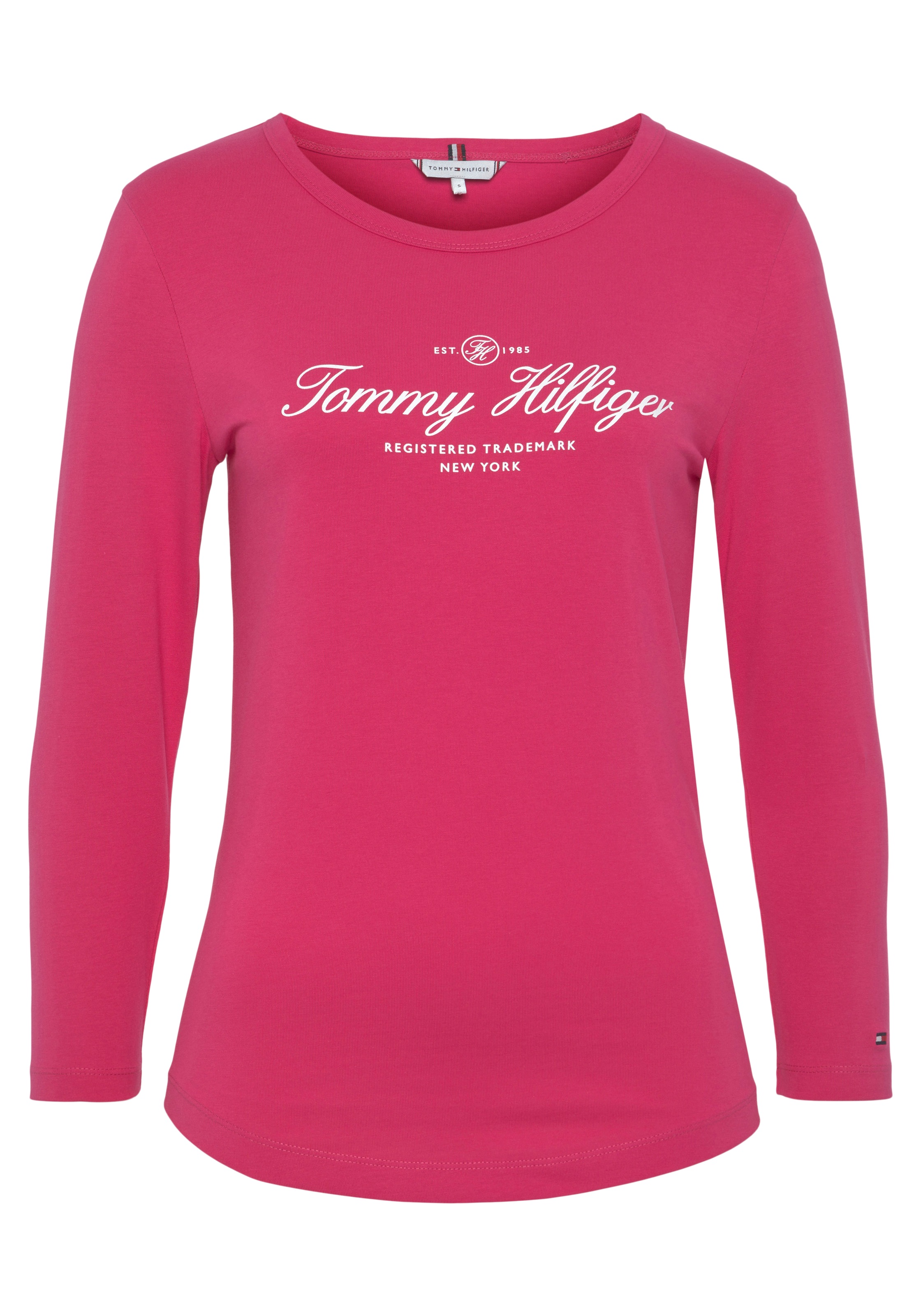 Tommy Hilfiger Langarmshirt »SLIM SIGNATURE OPEN NK 3/4SLV« mit Tommy Hilfiger Signature Logo-Schriftzug