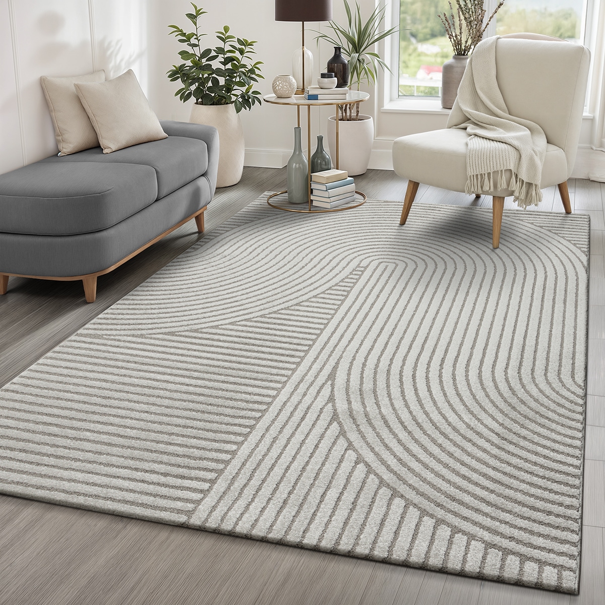 Teppich THE CARPET, B:200cm H:14mm L:290cmgrau, Polypropylen, Ankleidezimmer, Teppiche, "Everest", moderner Wohnzimmer Teppich hohe Flordichte