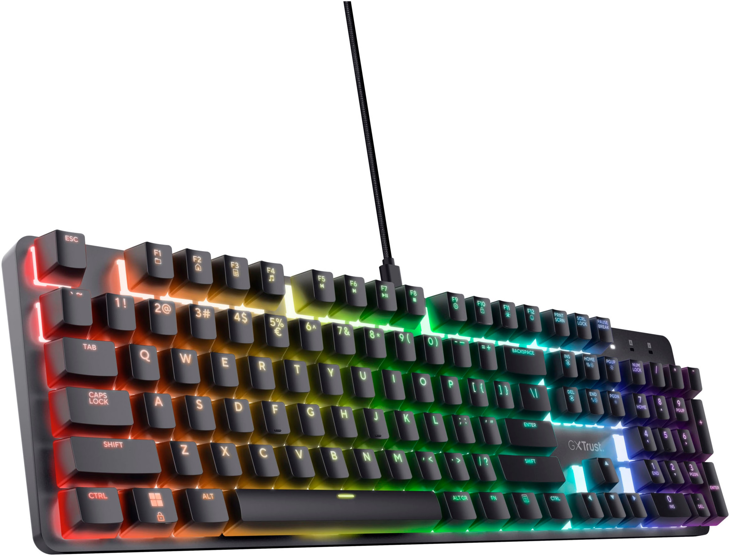Trust Gaming-Tastatur »GXT 871 Zora«, (Anpassbare Höhe-Ziffernblock-Fn-Tasten-USB-Anschluss)