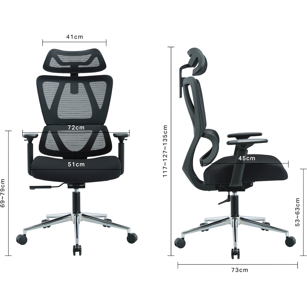 Places of Style Bürostuhl »Andora, moderner ergonomischer Schreibtischstuhl«, Netzstoff