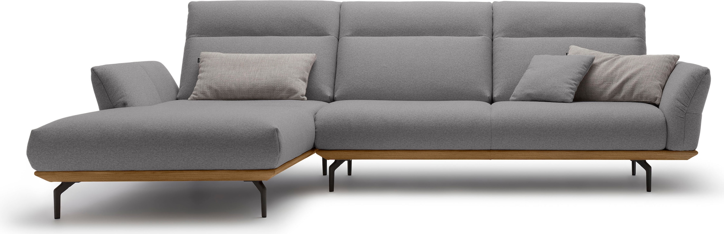 Creation BY ROLF BENZ Ecksofa "CR.460 Design-Sofa der Extraklasse, verstellbare Rückenlehne, L-Form" Sockel in Nussbaum, Winkelfüße in Umbragrau, Breite 318 cm