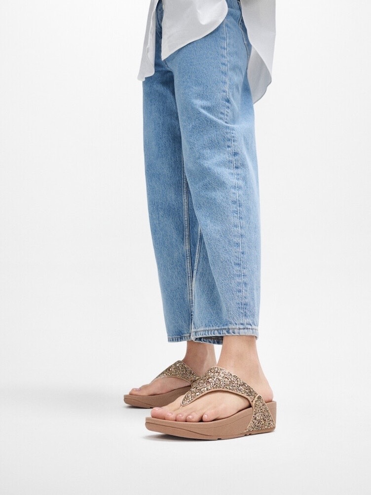 Fitflop Zehentrenner »LULU MULTI-TONAL GLITTER TOE«, Badeschuh, Slides, Sandale mit Glitter
