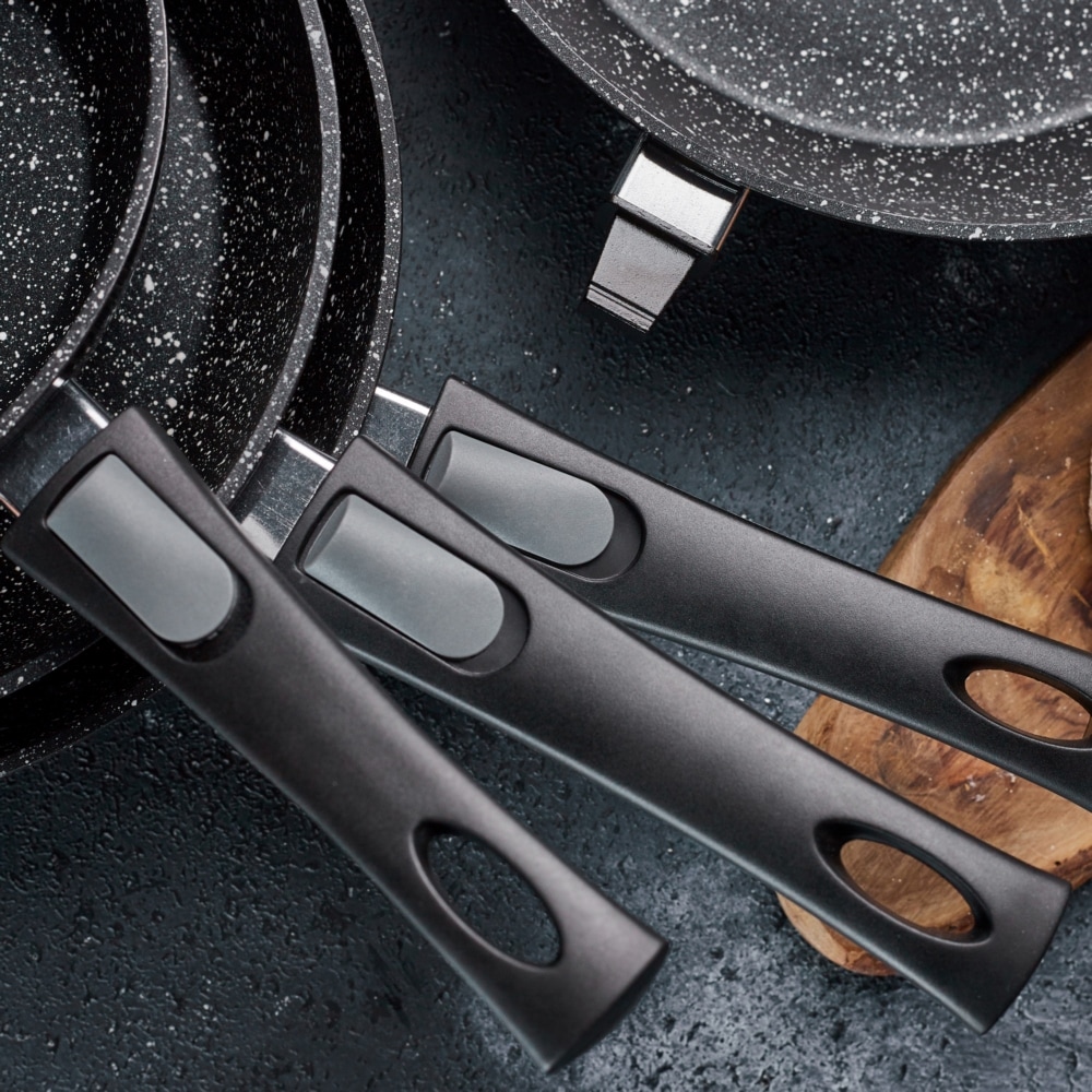 RESTO Kitchenware Bratpfanne »Aries, tiefe Wokpfanne mit vierschichtiger Marmor-Antihaftbeschichtung«, Aluminium, (1 tlg.), mit einem abnehmbaren Griff - backofenfest, spülmaschinenfest