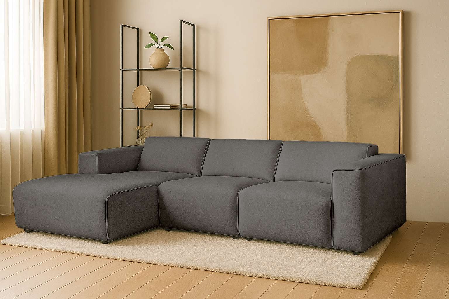 andas Ecksofa "Noord", L-Form, mit Kedernaht, Breite 281 cm, Cord, Struktur günstig online kaufen
