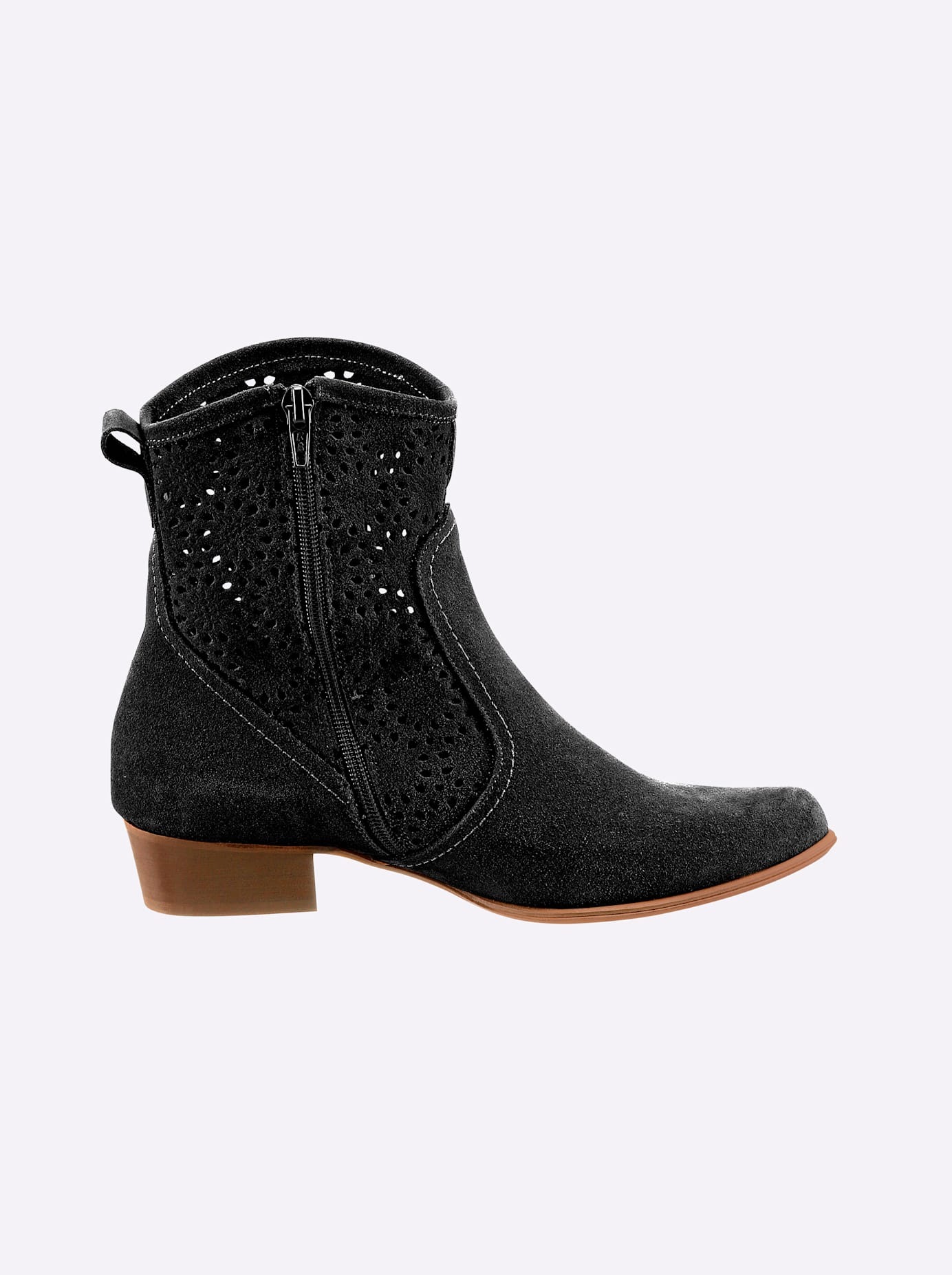 Stiefelette HEINE, Damen, Gr. 43, schwarz, Leder, Veloursleder, Schuhe Stiefelette 2