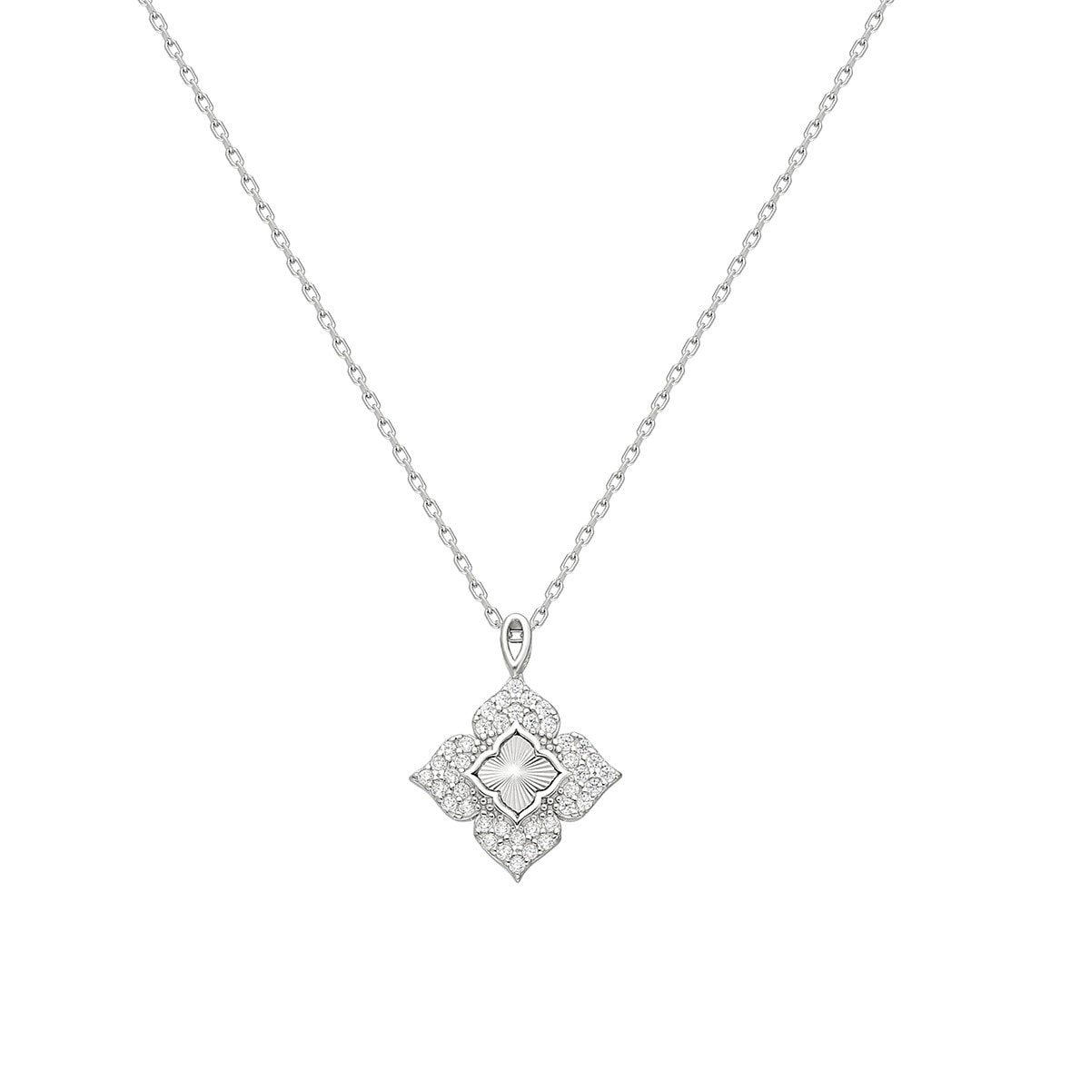 Kette mit Anhänger »Royal Flower 925/- Sterling Silber rhodieniert Zirkonia Weiß«