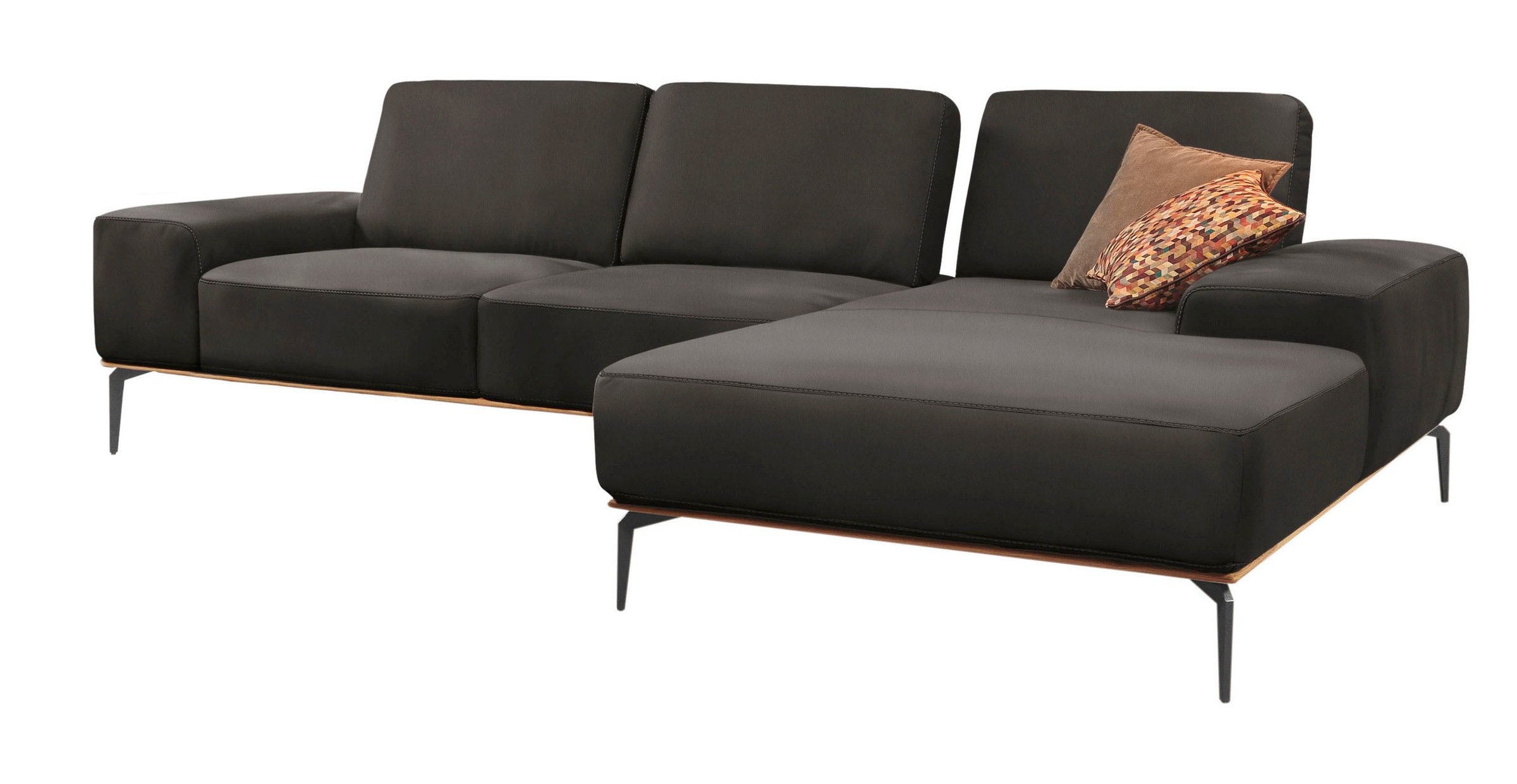 W.SCHILLIG Ecksofa »run, Designsofa mit tollem Sitzkomfort, bequem, L-Form«, mit Holzsockel, Füße in Schwarz pulverbeschichtet, Breite 319 cm