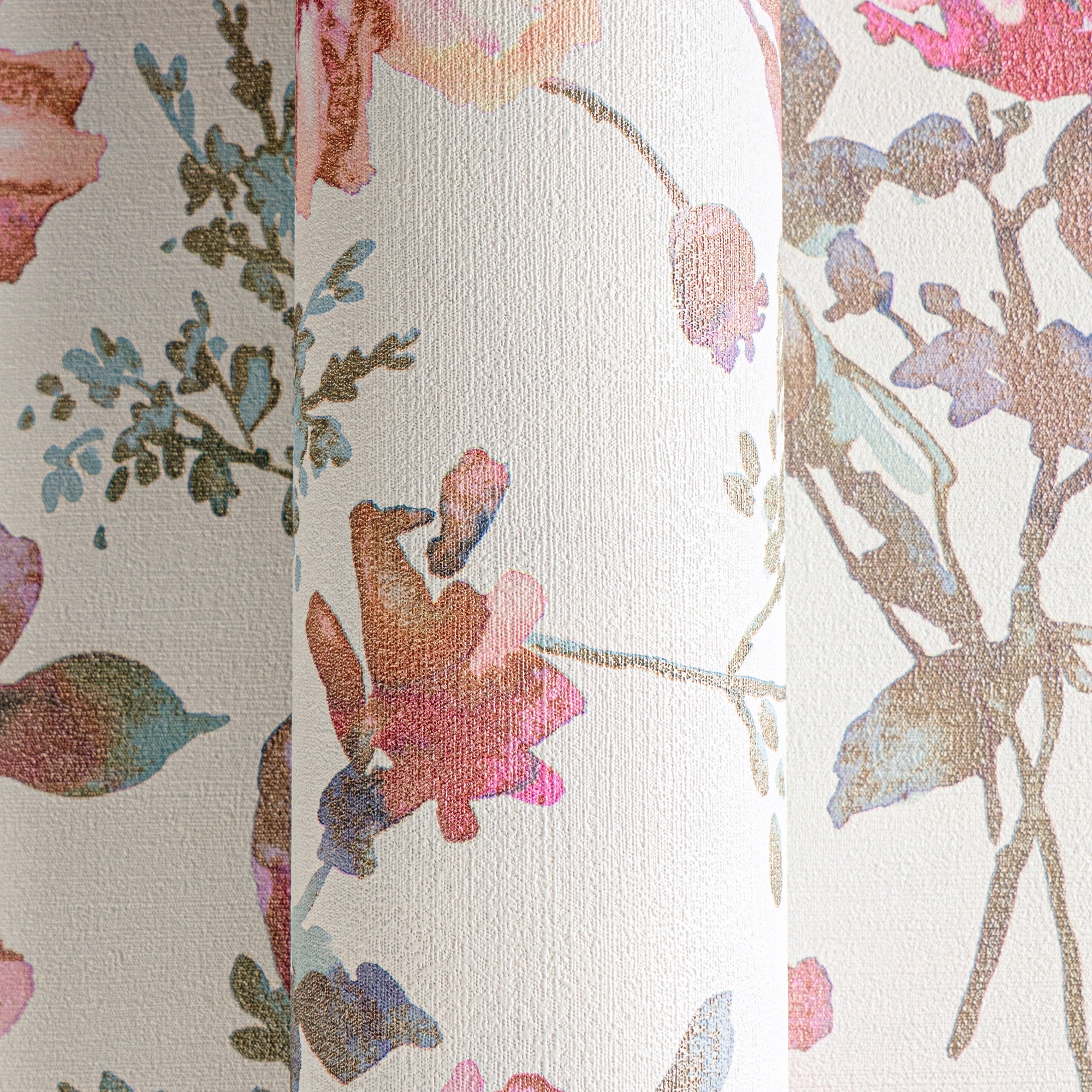 Papier peint intissé fleuri, style vintage aux tons multicolores - 10,05 x 0,53 m - collection Cosmopolitan