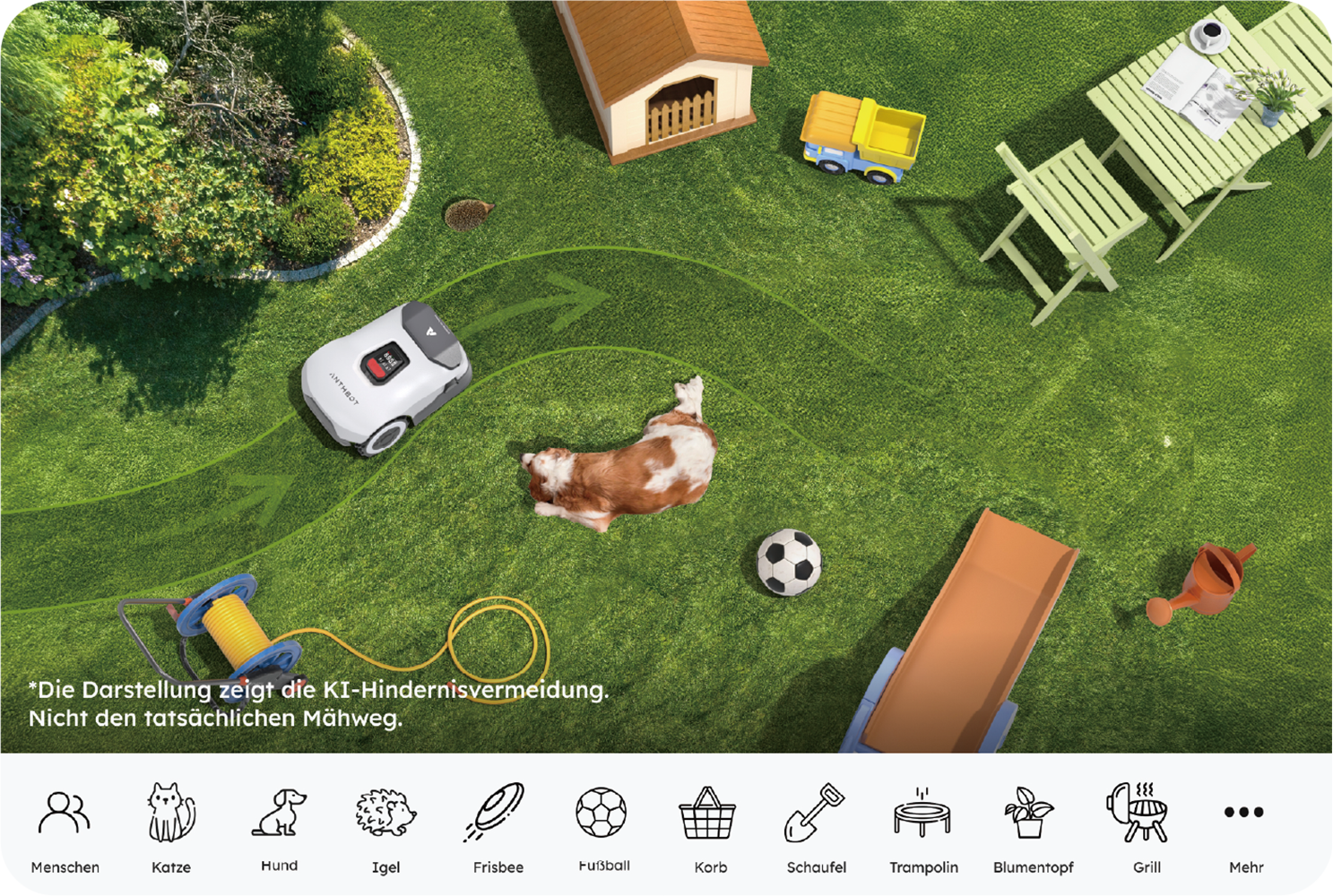 Anthbot Rasenmähroboter »90ANT-LMGenie600E« KI‑Hindernisvermeidung, Multi‑Zonen-Verwaltung,   Kabellose Installation, Full‑Band‑RTK mit 4 KI‑Kameras