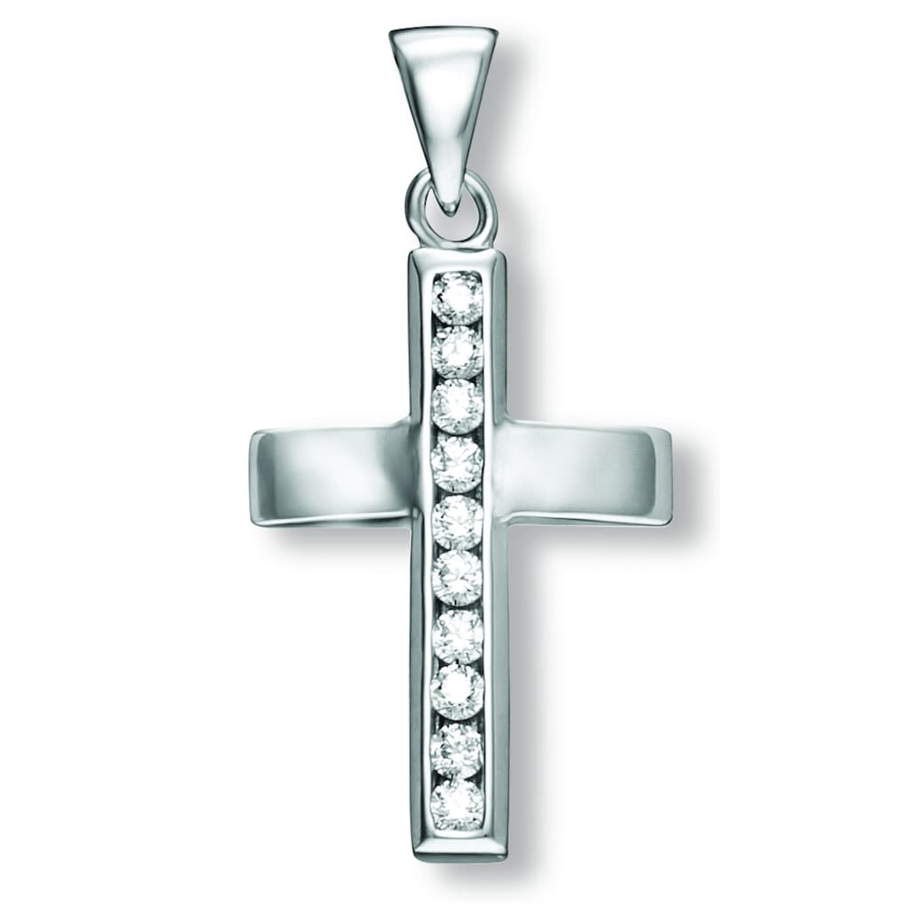 ONE ELEMENT Kettenanhänger »Zirkonia Kreuz Anhänger aus 925 Silber« Damen  Silber Schmuck