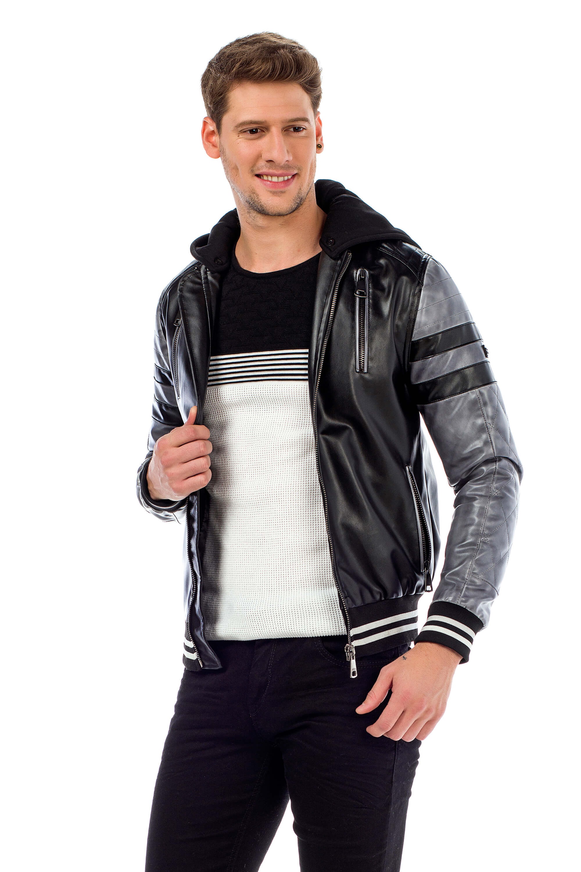 Cipo & Baxx Collegejacke, mit abnehmbarer Kapuze