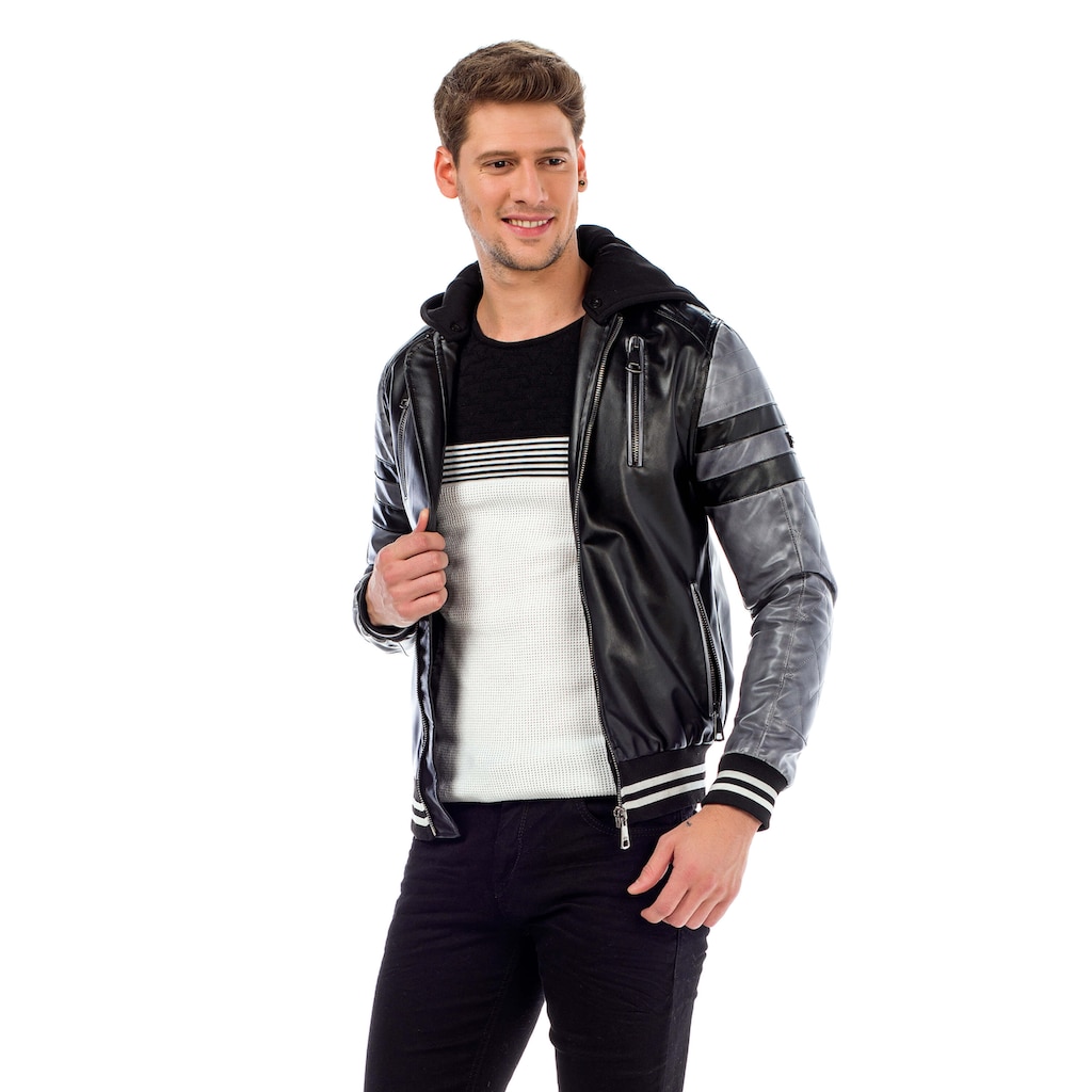 Cipo & Baxx Collegejacke, mit abnehmbarer Kapuze