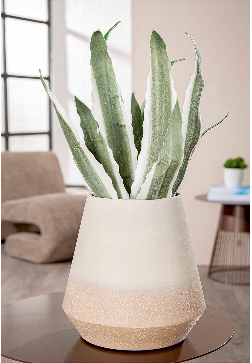 GILDE Tischvase »Vase rund Echo beige«