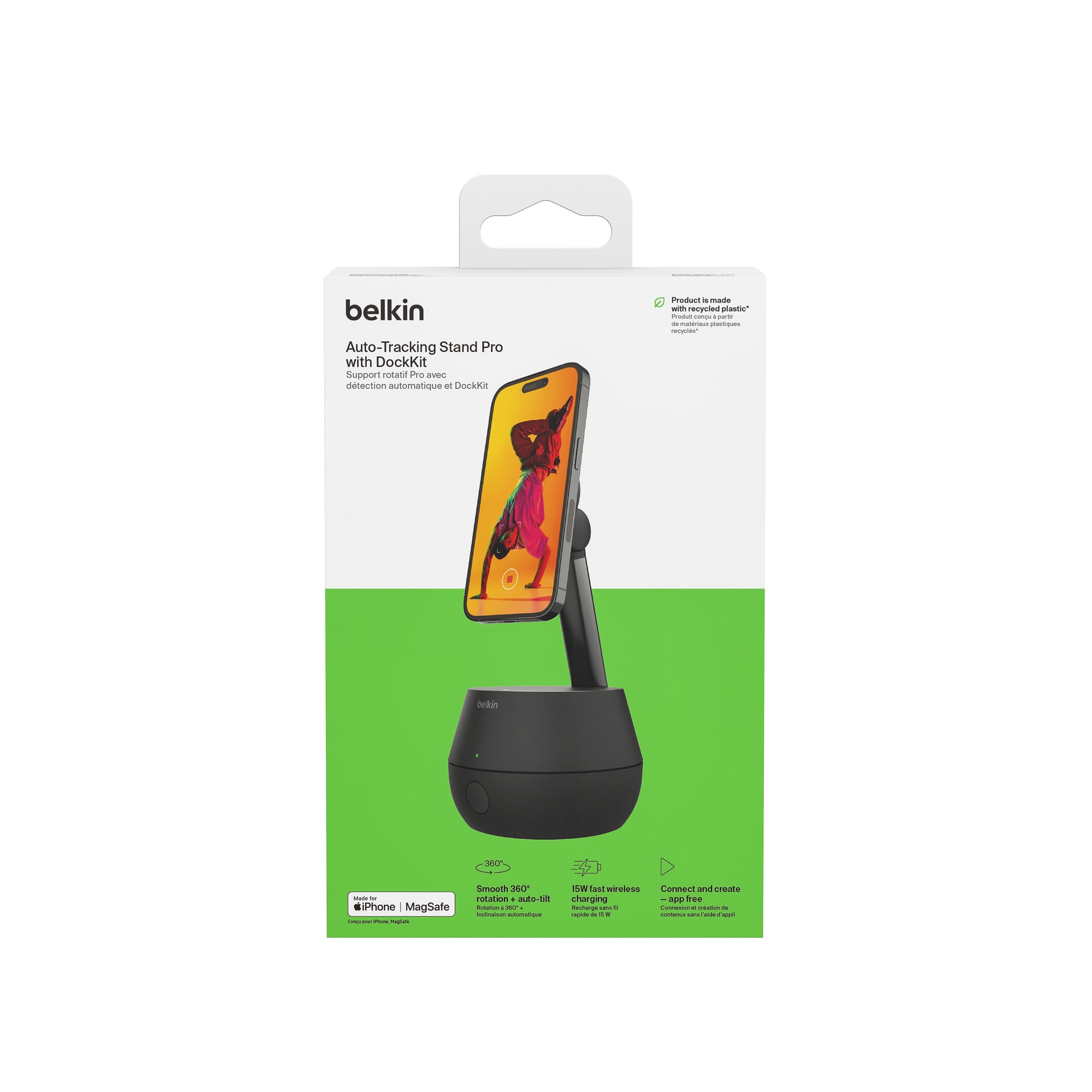 Belkin Wireless Charger »Stage Auto-Tracking-Ständer Pro mit DockKit«, für Apple iPhone 12/13/14/15 mini/Pro/Max/Pro Max/Plus mit MagSafe