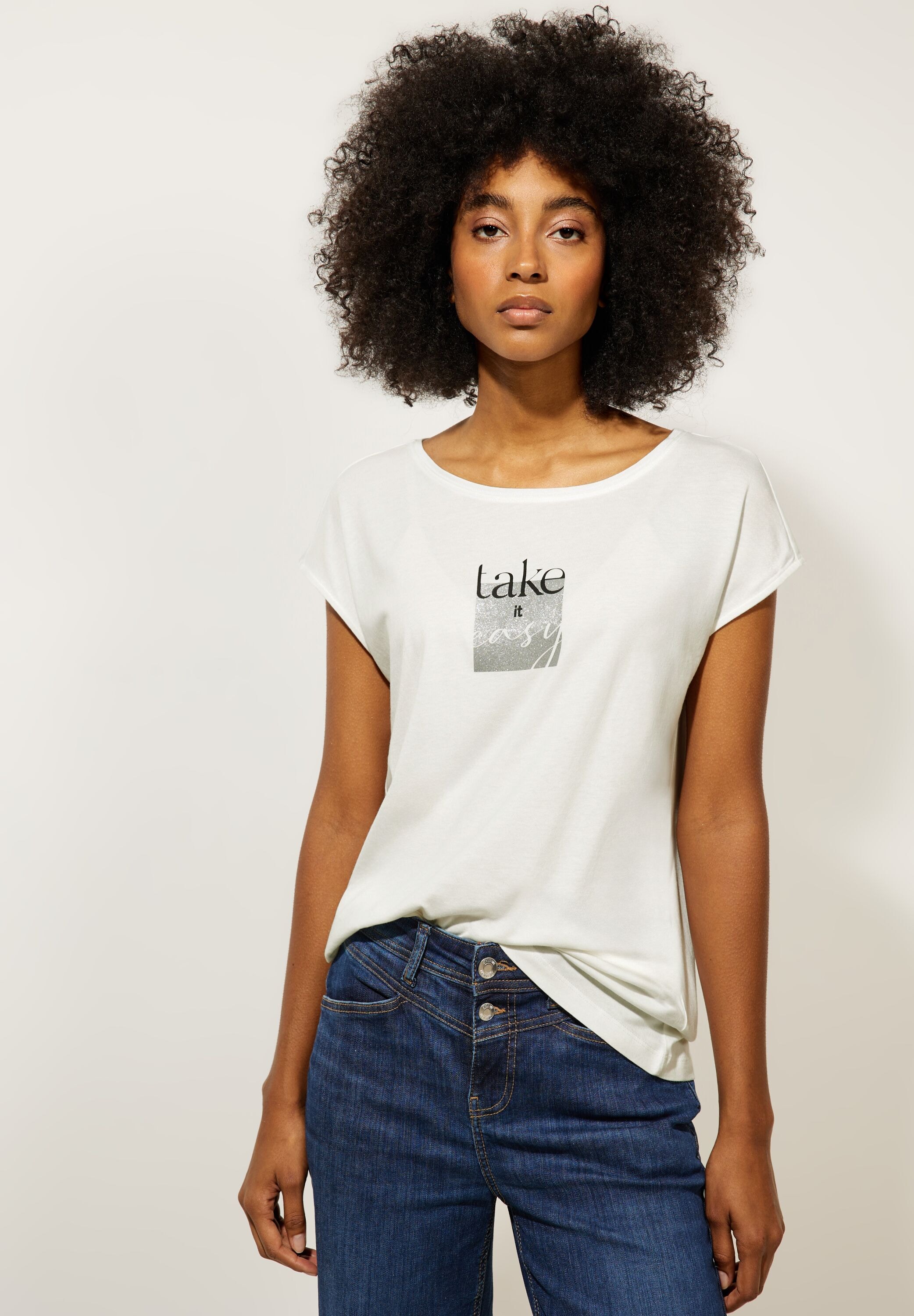 T-Shirt, BAUR bestellen ONE | STREET mit Glitzer-Wording-Print