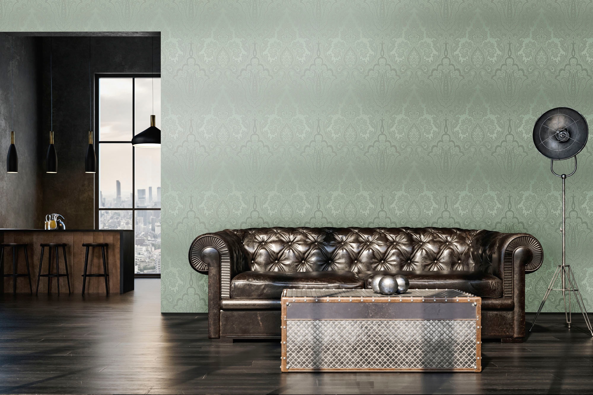 living walls Vliestapete "My Home My Spa" Barock Glitzermuster ornamental glatt Barock Tapete Ornament Muster glitzernd Hintergrund matt glatt Vlies