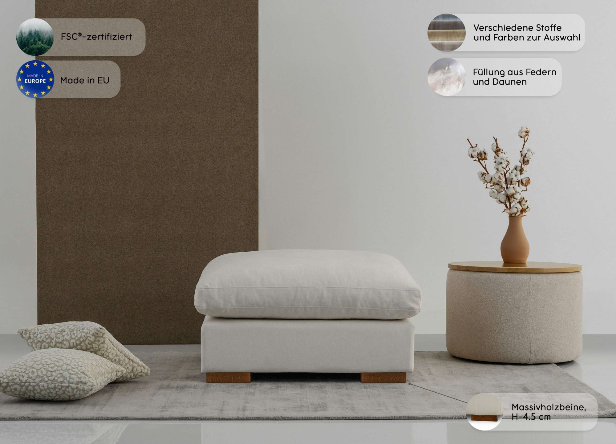 Thumbnail - Home affaire Polsterhocker "Coray" mit Federn und Daunen