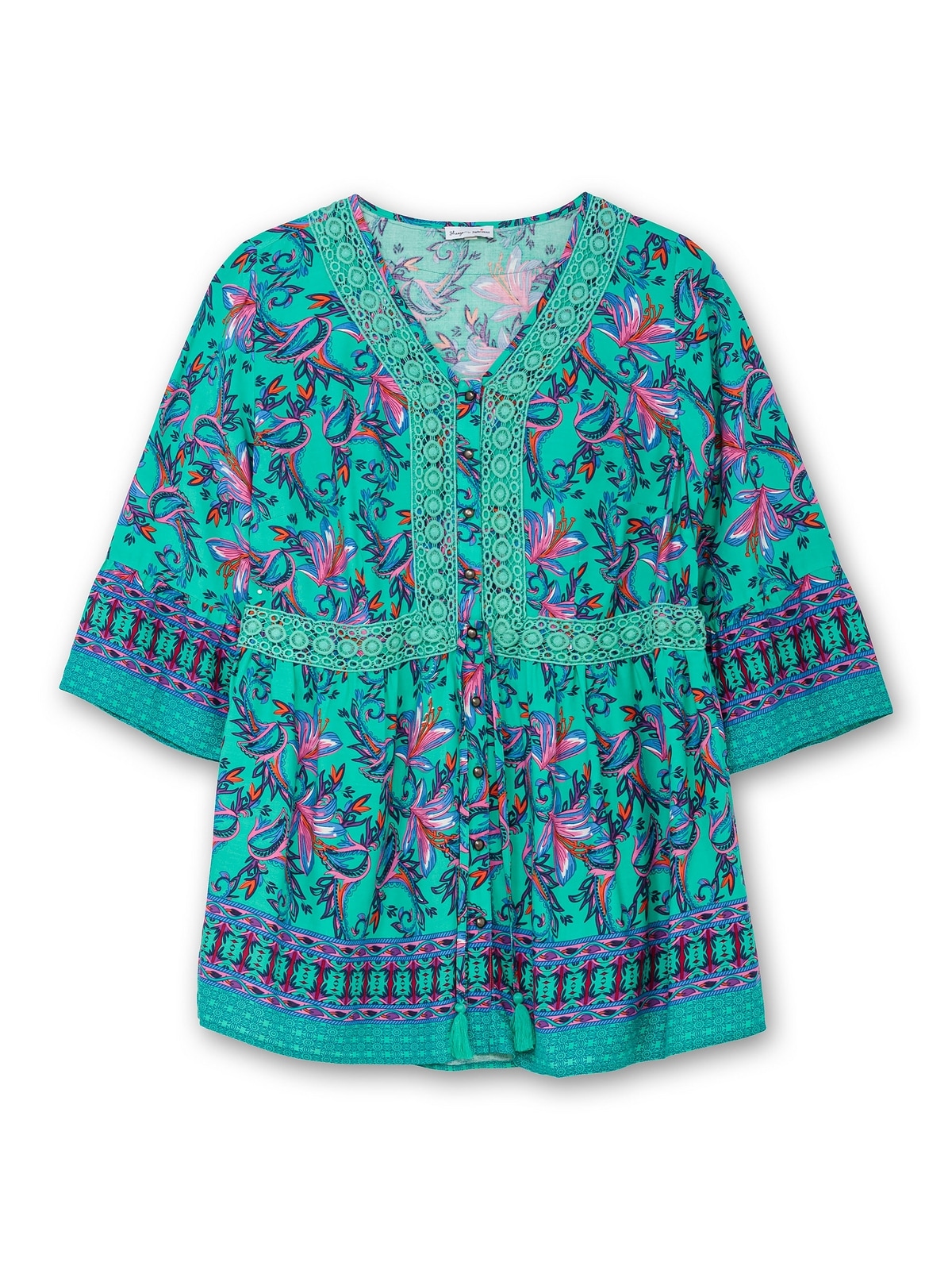 sheego by Joe Browns Longbluse »Große Größen«, im Boho-Stil, mit Trompetenärmeln