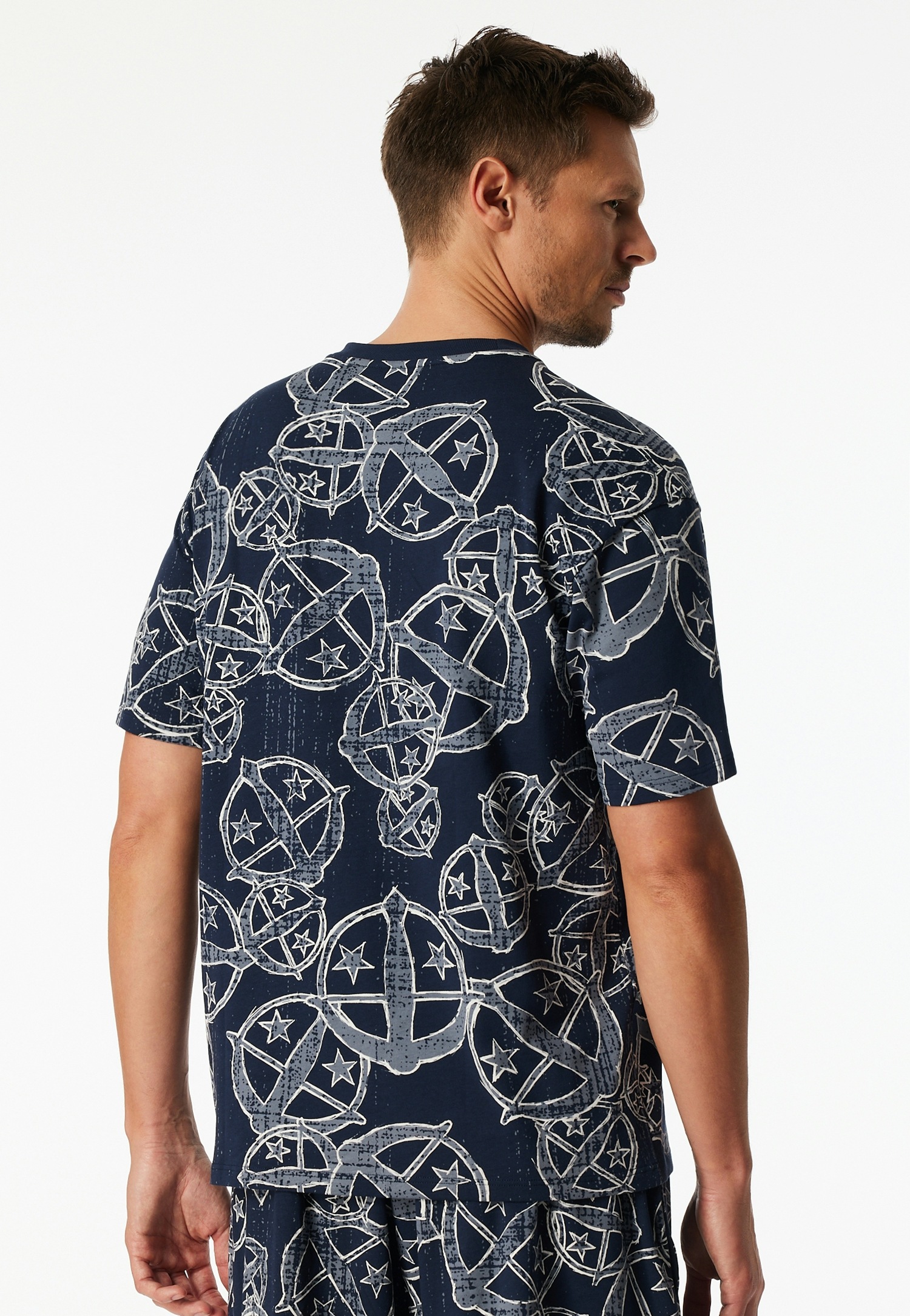 Thumbnail - Schiesser Kurzarmshirt "Schiesser 150 Years" Rundhalsausschnitt, Baumwolle, Allover-Print