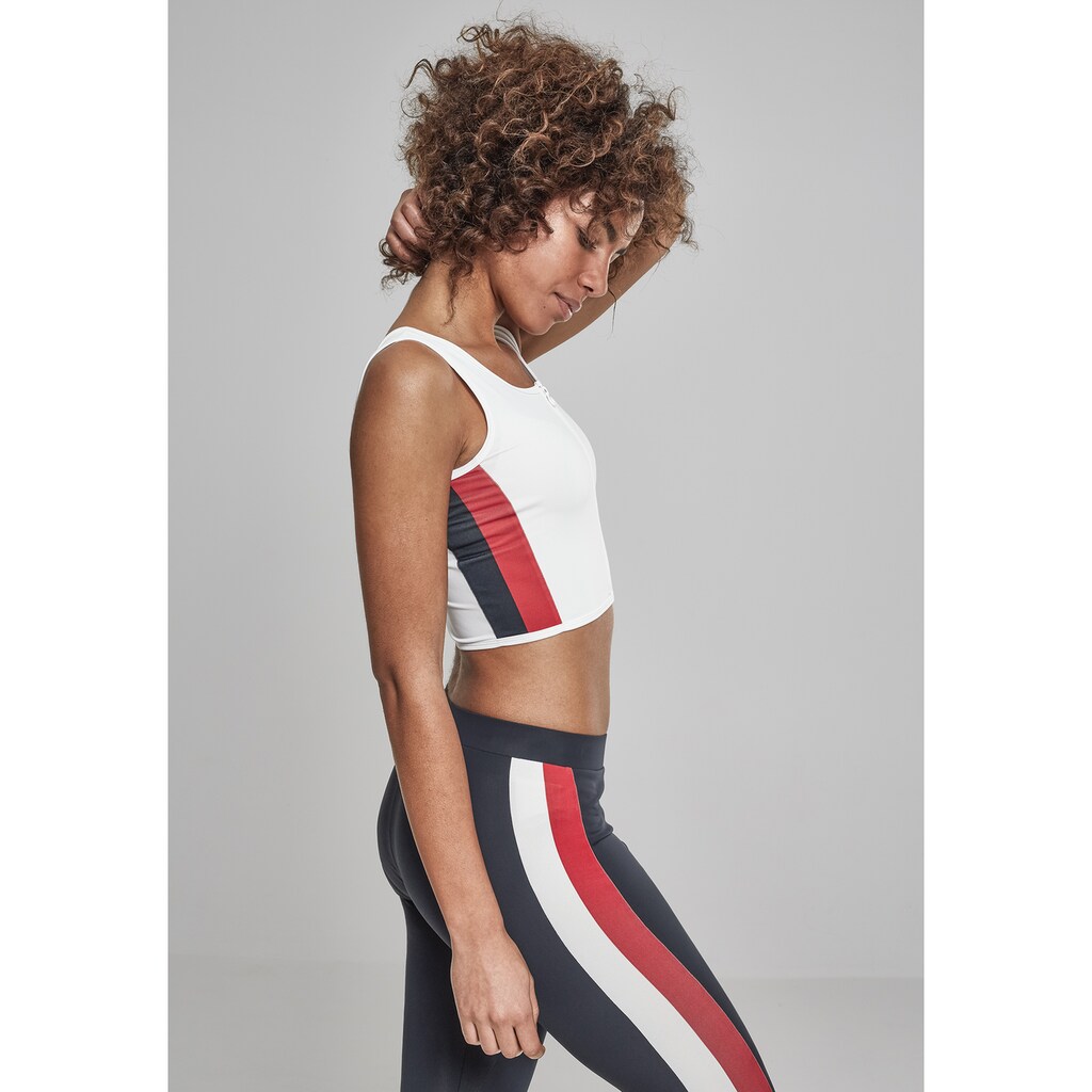 URBAN CLASSICS Muskelshirt »Urban Classics Damen Ladies Side Stripe Cropped Zip Top«, (1 tlg.)