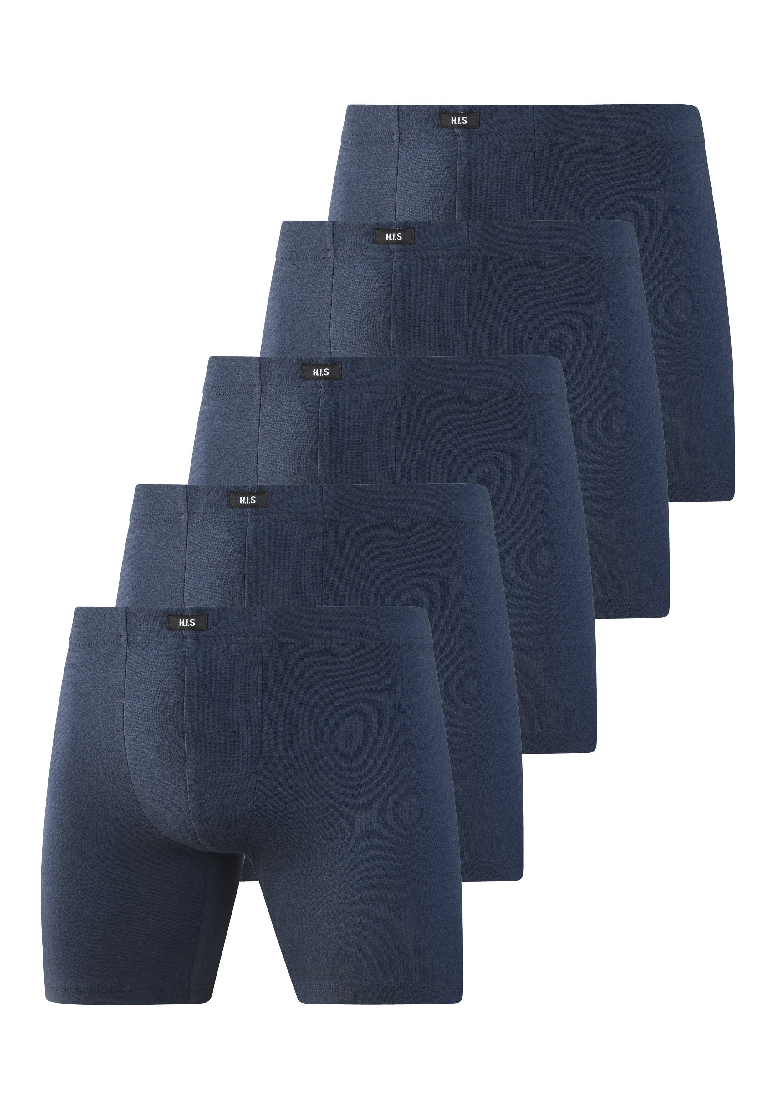 H.I.S Langer Boxer "Langer Boxer Boxershorts für Herren" Packung, 5 Stk. Boxershorts aus Baumwolle mit langem Bein, Logo am Bund