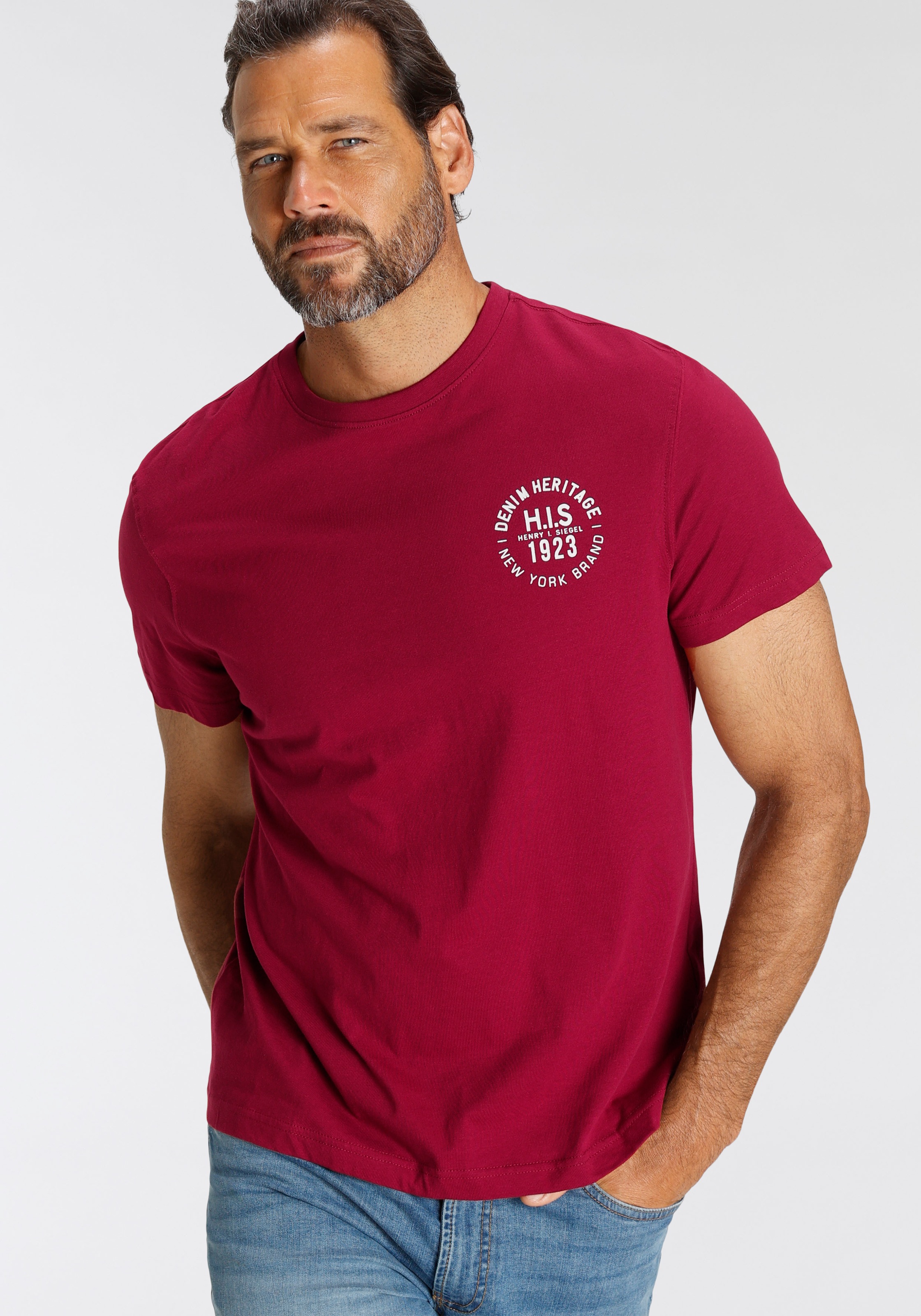 H.I.S T-Shirt Packung, 3er-Pack, 3 Stk. tlg. schmal geschnitten, bedrucktes günstig online kaufen