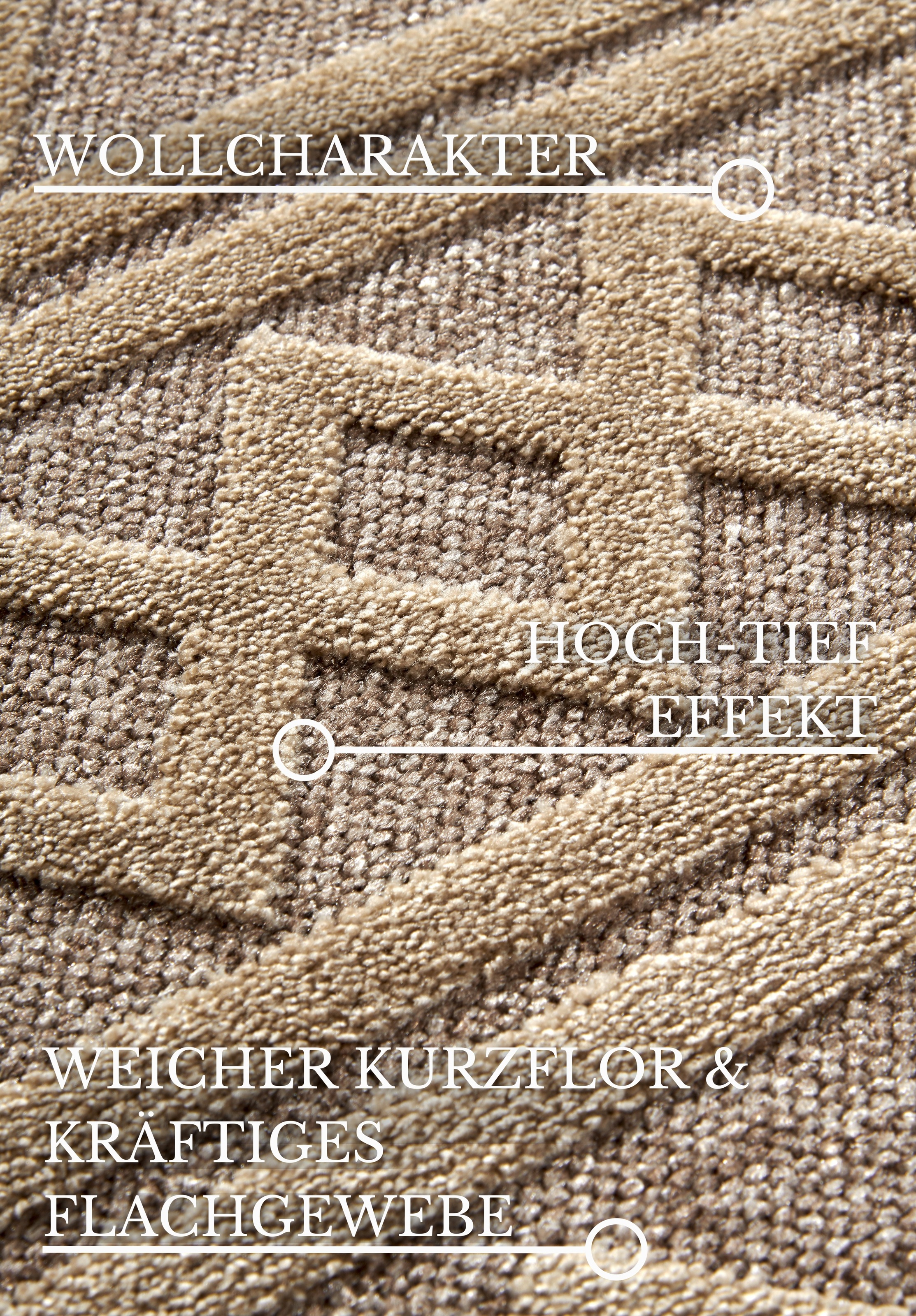 Villeroy & Boch Teppich »Catherine«, rechteckig, 5,5 mm Höhe, Nachhaltig, Wohnzimmer, Schlafzimmer, Modern, Hoch-Tief Effekt, Flur