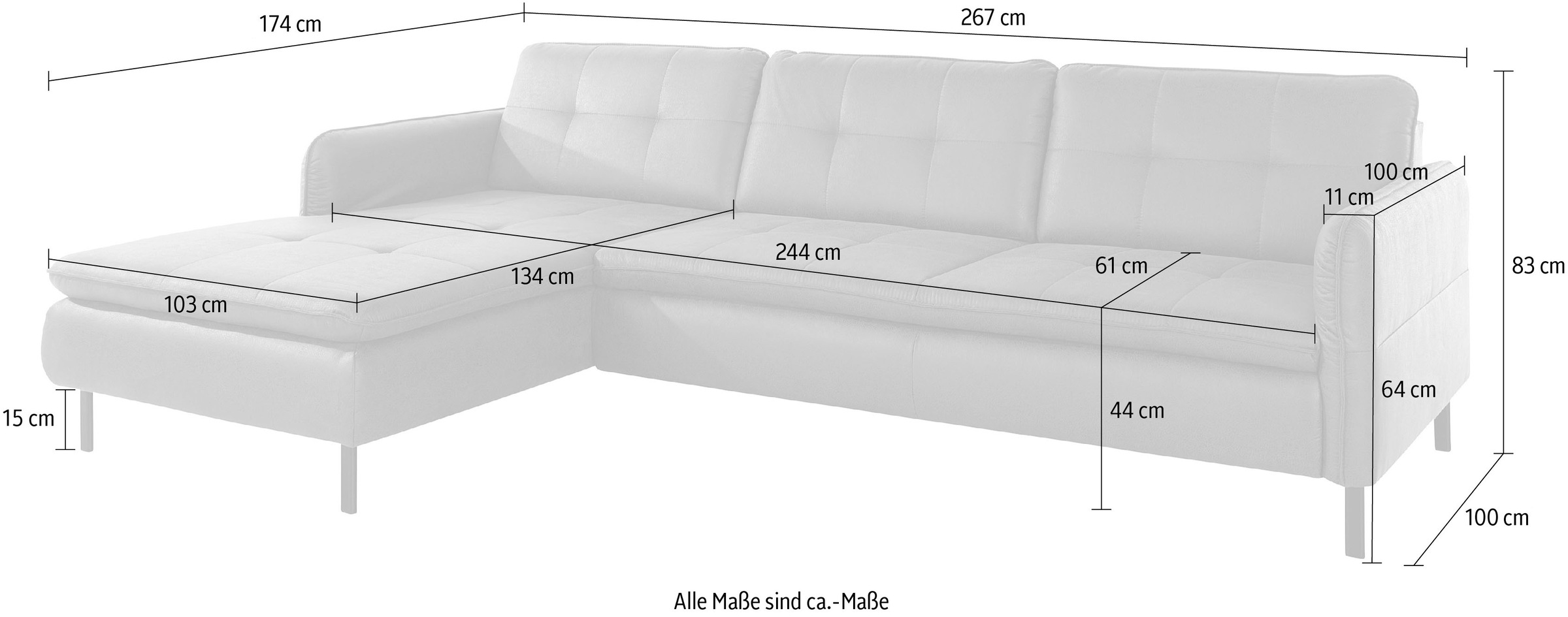 INOSIGN Ecksofa »Birkholm L-Form«, Armlehnverstellung, auch in Easy Clean Bezug - mit Wasser zu reinigen