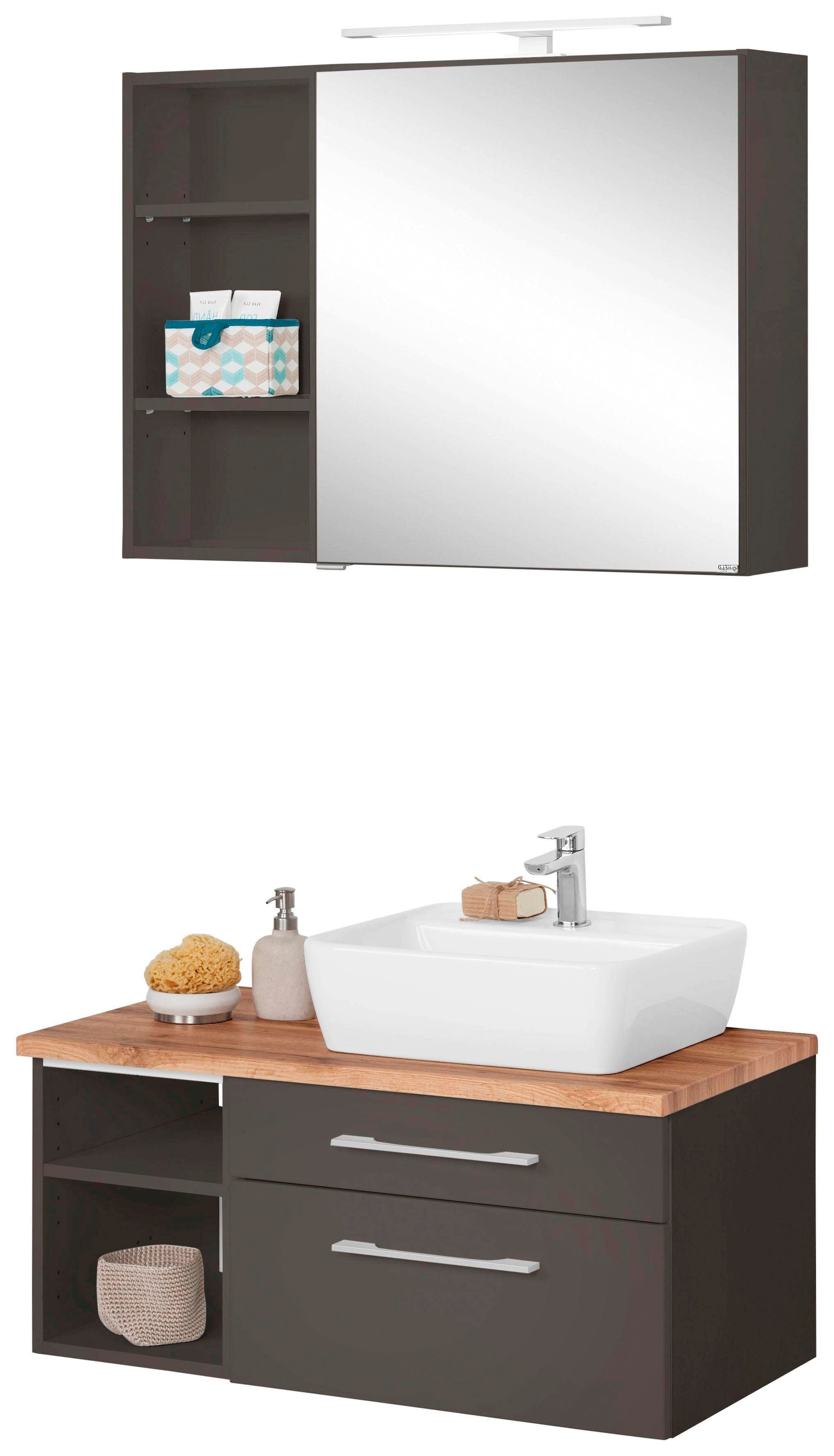 Badmöbel-Set »Davos«, (3 St.), Spiegelschrank, Regal und Waschtisch