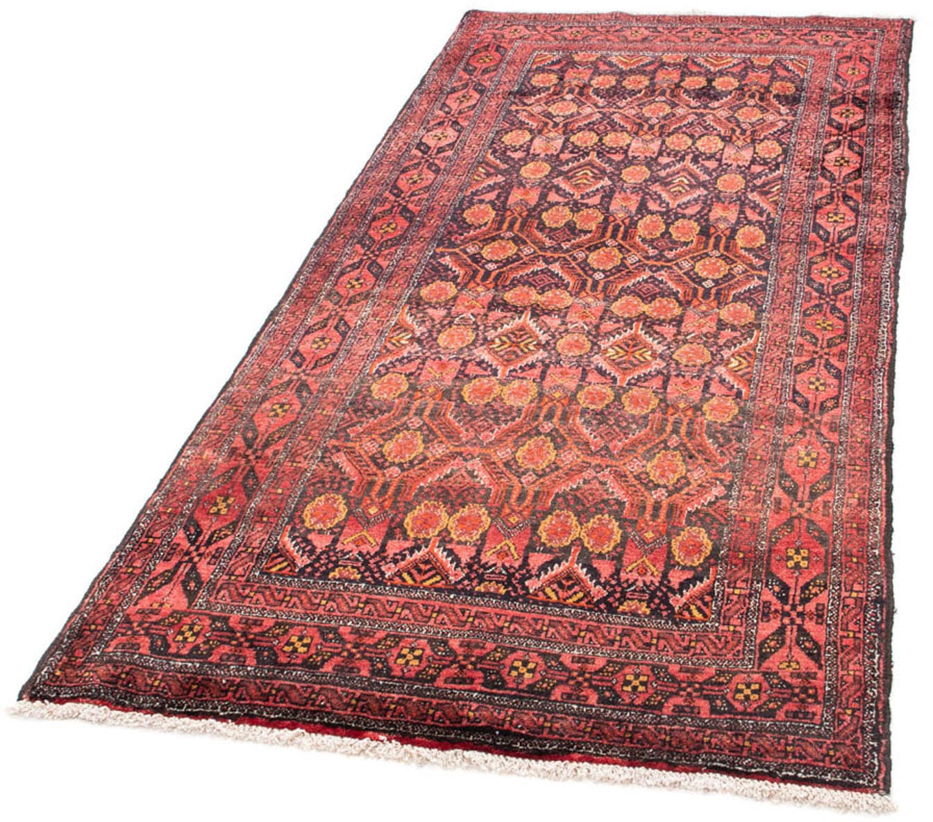 morgenland Hochflor-Läufer "Qaraja Stark Gemustert Rosso 202 x 95 cm", rechteckig, Handgeknüpft