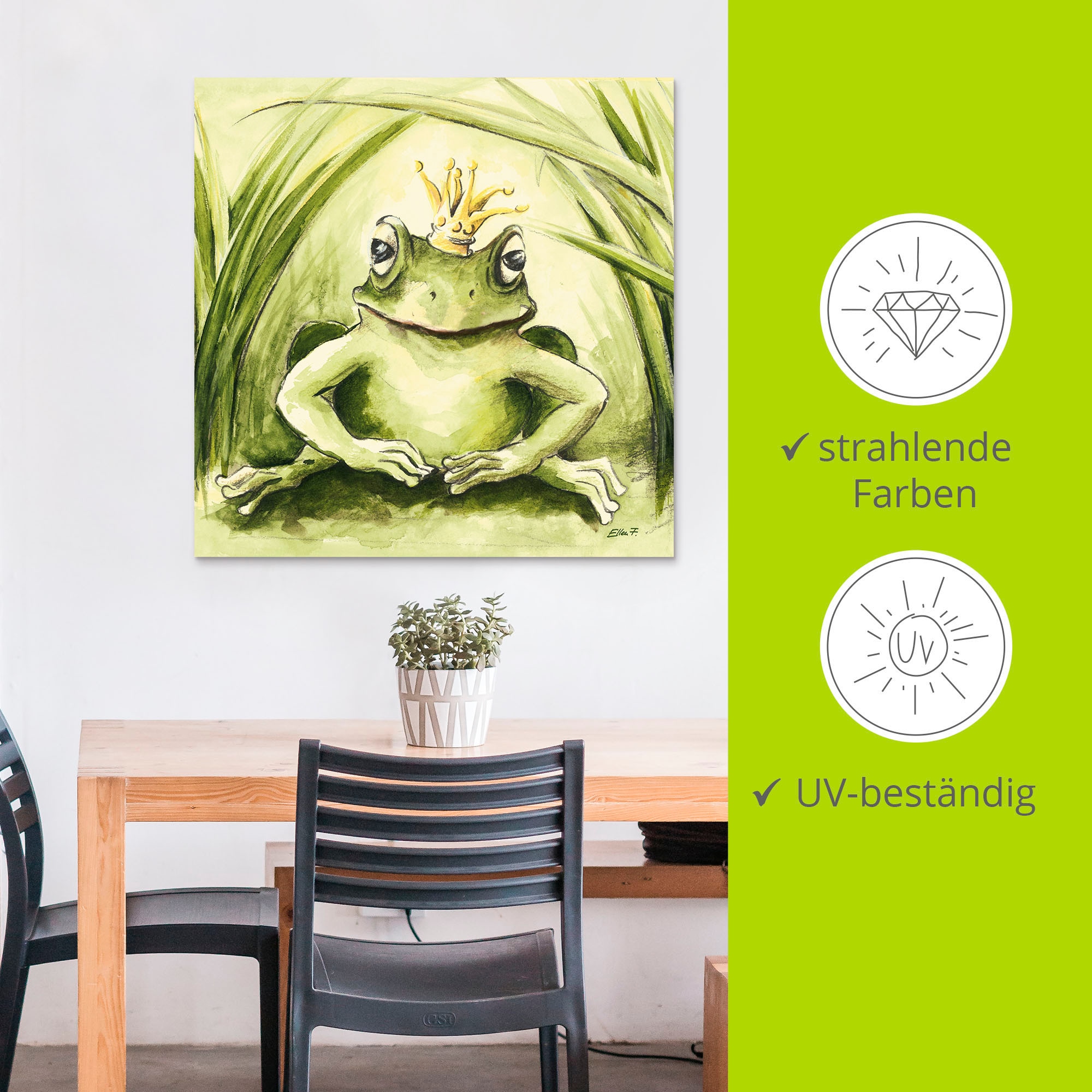 Artland Wandbild »Kleiner Frosch« Geschichten & Märchen 1 Stk. tlg. als Alubild, Outdoorbild, Leinwandbild, Poster in verschied. Größen