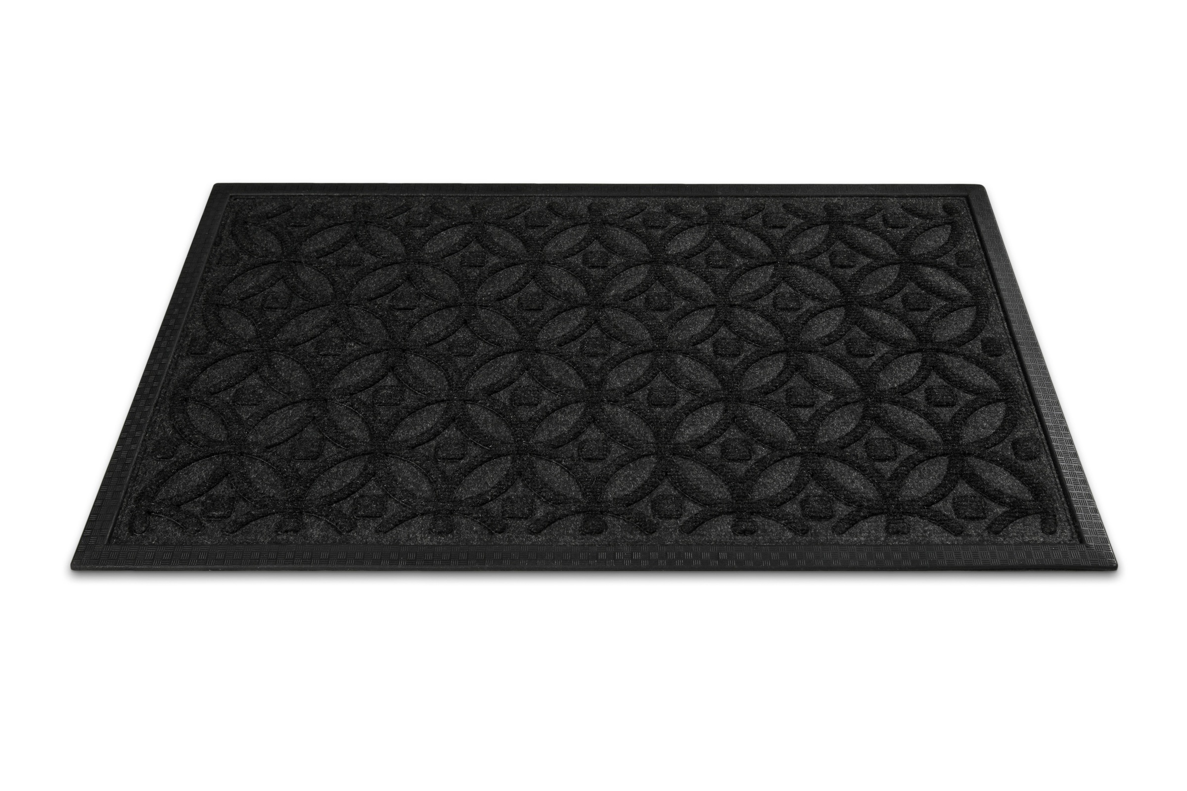 Fußmatte WECON HOME "Midnight Mosaic", grau (anthrazit), B:45cm H:4mm L:75cm, Polyester, Teppiche, Fußmatte, pflegeleicht, rutschfest, Ornamente, Innen & Außen, Schmutzfangmatte