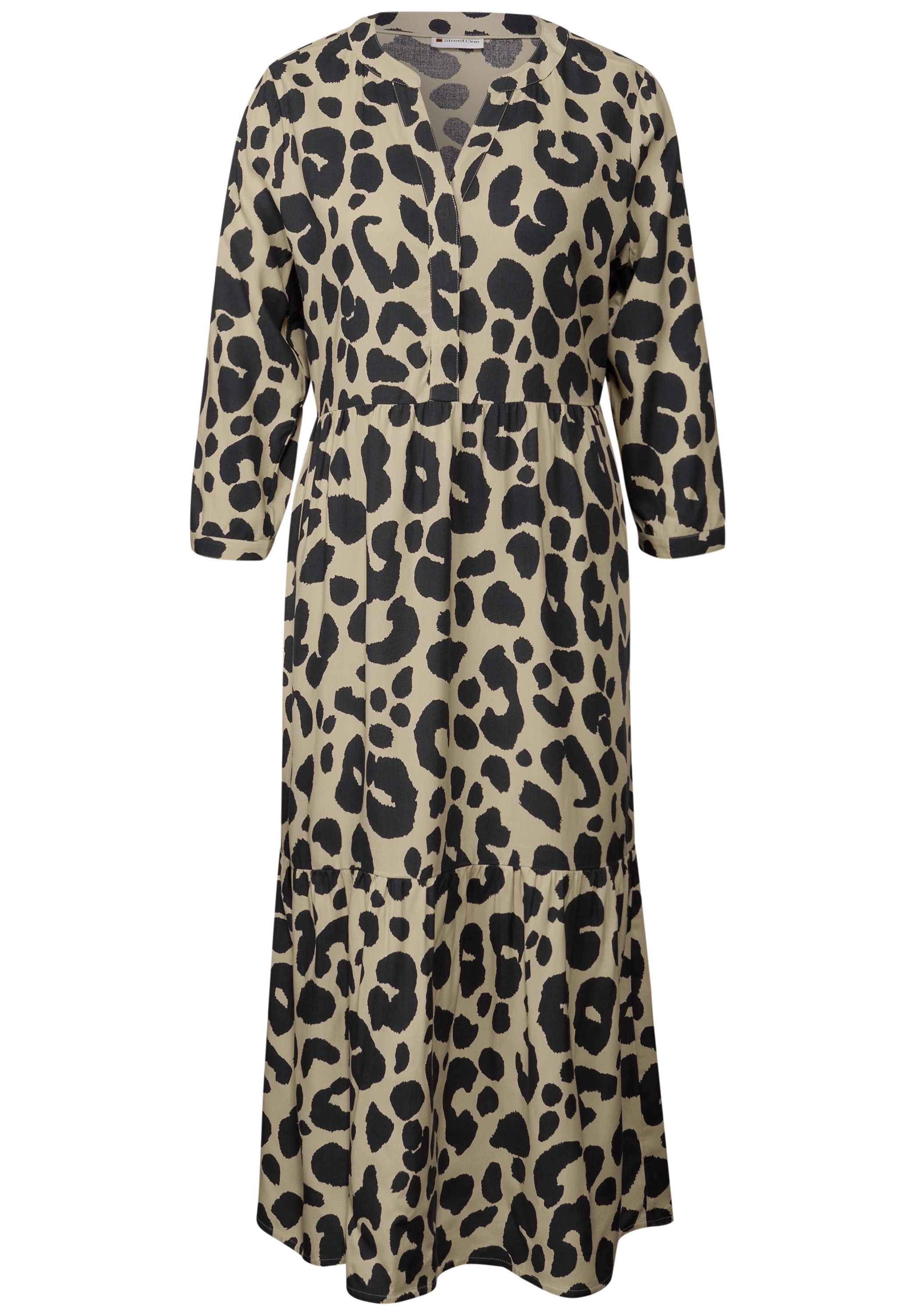 STREET ONE Volantkleid, 3/4-Arm und mit Animal-Print