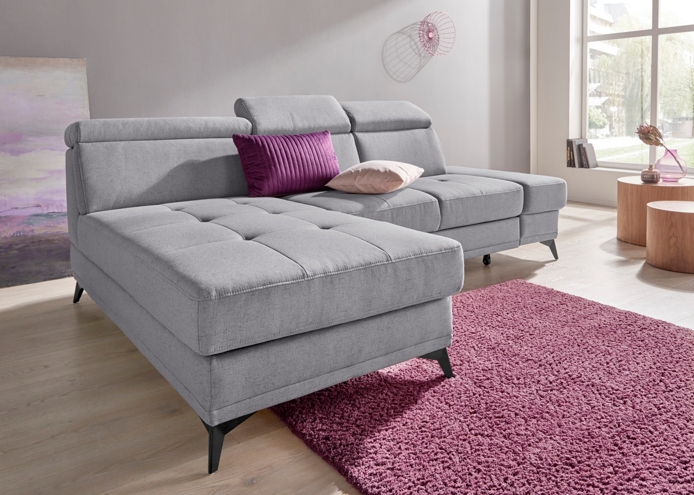INOSIGN Ecksofa »Cardiz L-Form«, inkl.Kopfteilverstellung und Federkern wahlweise mit Bettfunktion