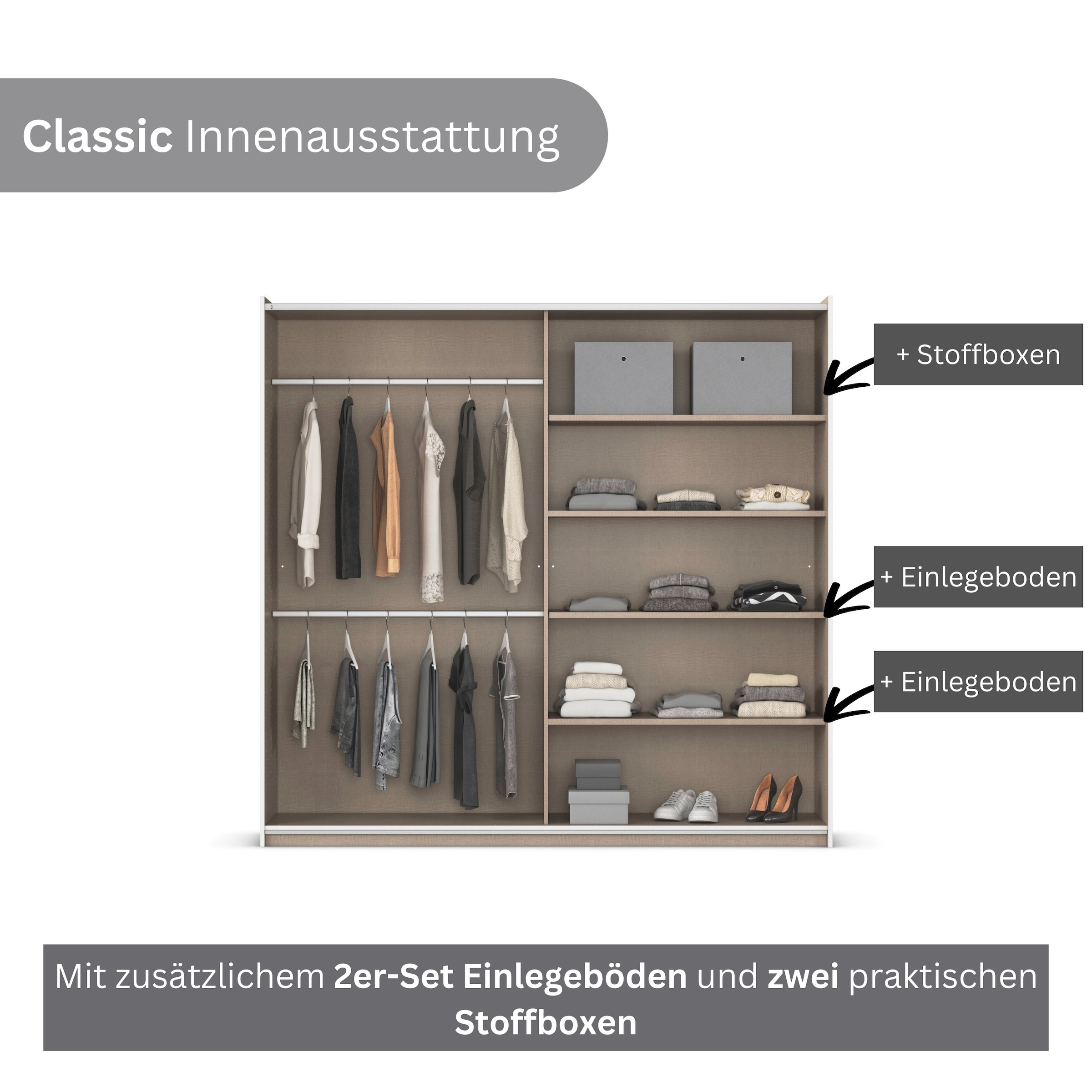 rauch Schwebetürenschrank »Kleiderschrank Schrank Garderobe TOPSELLER ASTANA OTTO´s CHOICE« 3 Ausstattungen BASIC/CLASSIC/PREMIUM, Breiten 175/218/261 cm,  mit 3 Spiegelelementen, Metallgriffleisten alufarbig MADE IN GERMANY